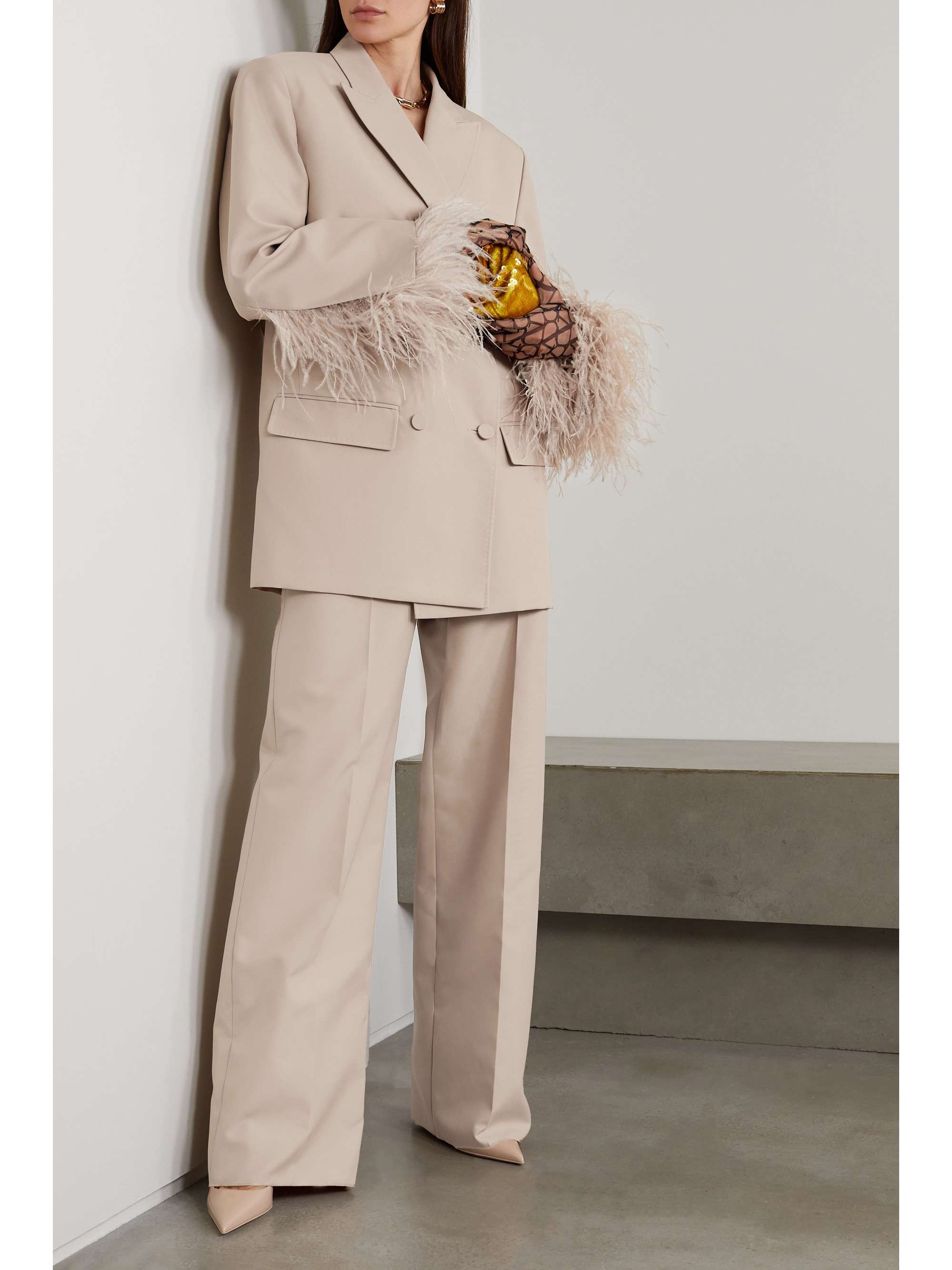 VALENTINO GARAVANI Grain de poudre wool straight-leg pants