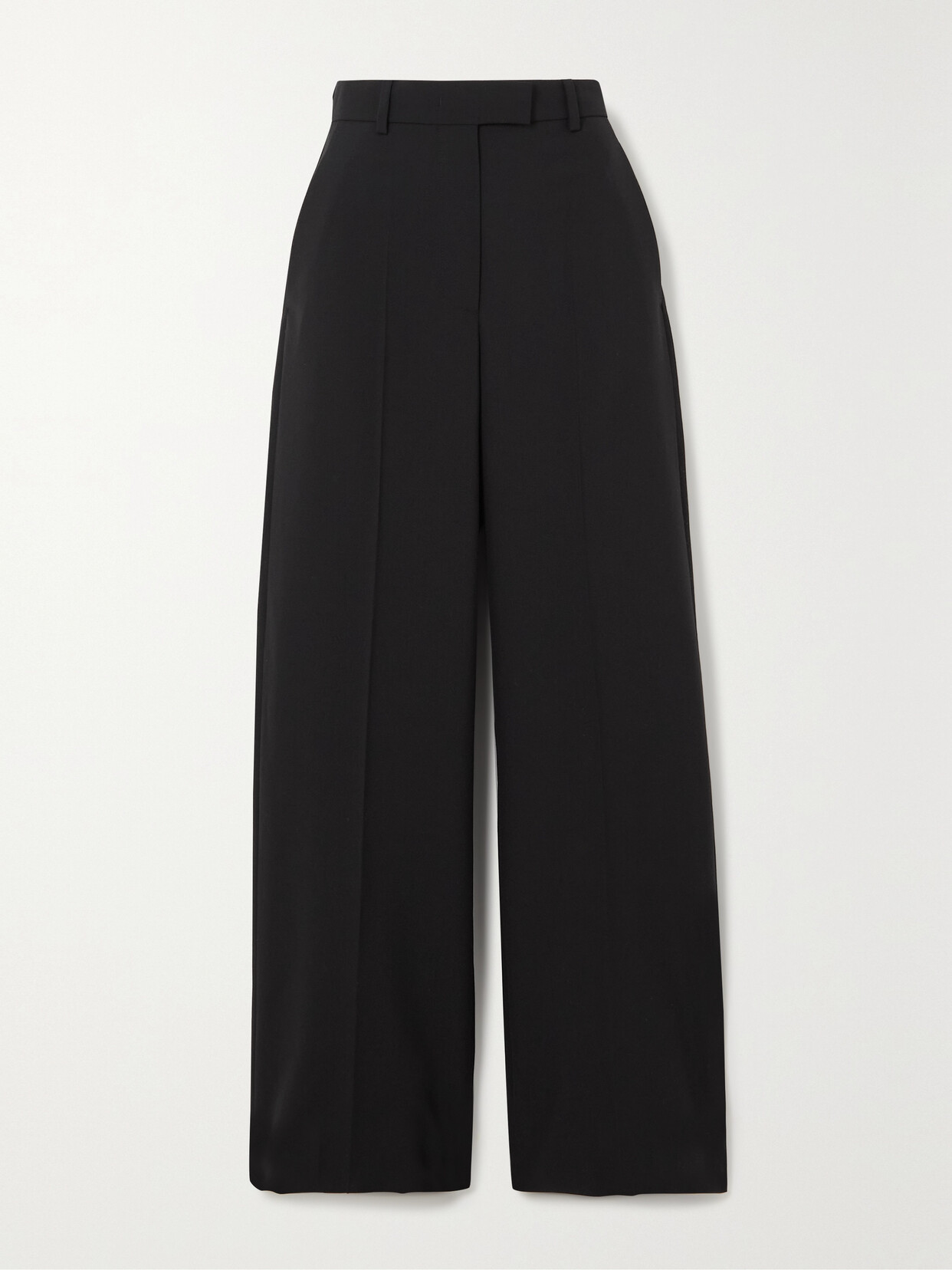 Valentino Grain De Poudre Wool Straight-leg Pants In Black