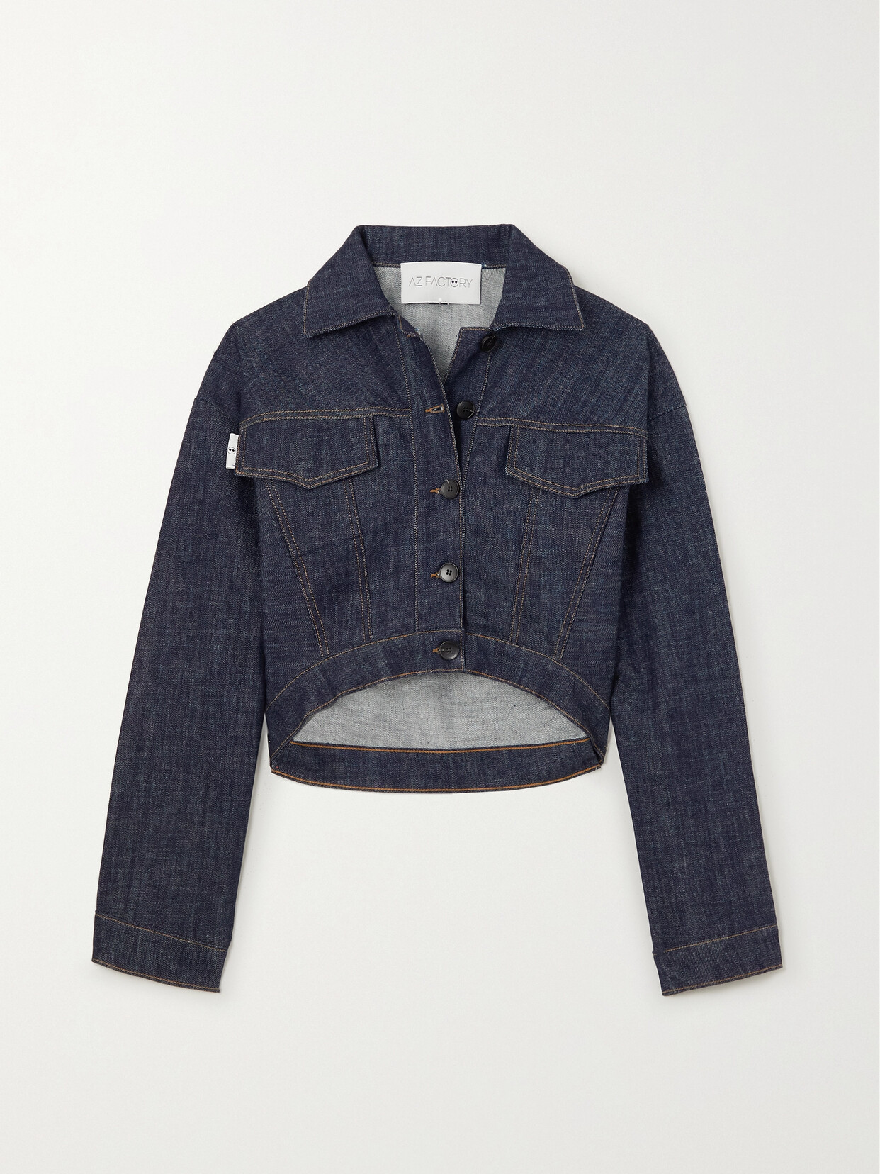 AZ Factory - + Lutz Huelle Cropped Denim Jacket - Blue