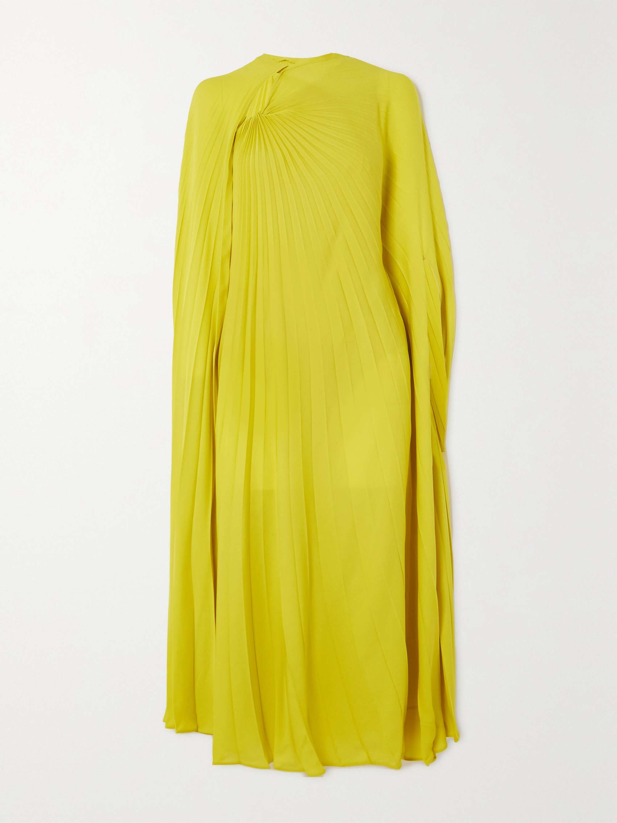 VALENTINO GARAVANI Cape-effect pleated silk crepe de chine midi dress ...