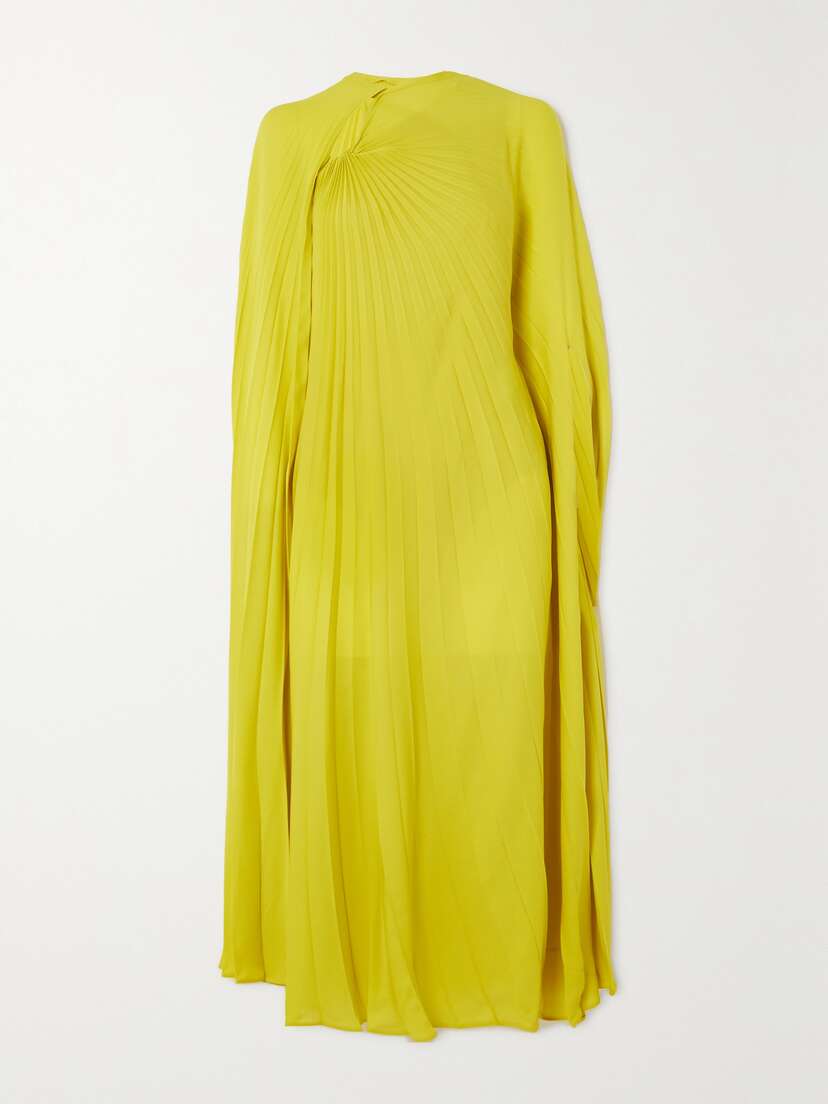 Valentino Garavani Cape-effect Pleated Silk Crepe De Chine Midi Dress