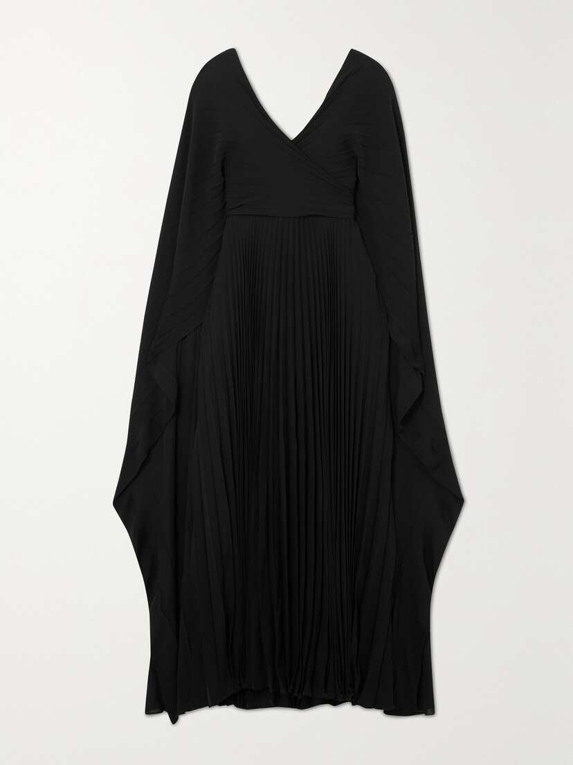 Valentino Garavani Cape-effect Pleated Silk Maxi Dress
