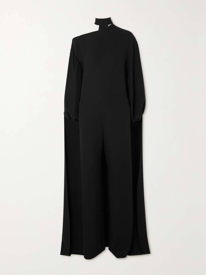 Valentino Garavani Cape-effect Silk Crepe De Chine Jumpsuit