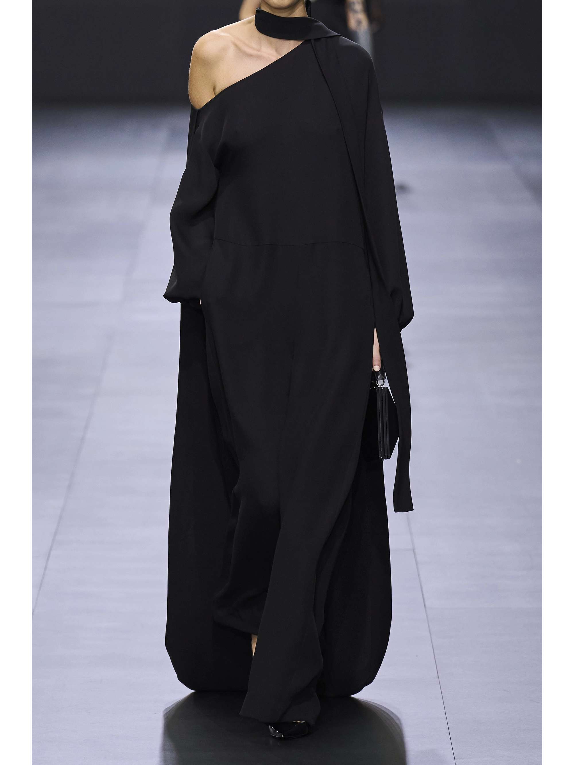 Black Cape-effect silk crepe de chine jumpsuit | VALENTINO