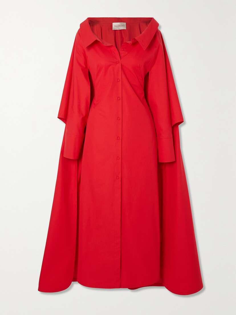 Valentino Garavani Cape-effect Cotton-poplin Shirt Dress