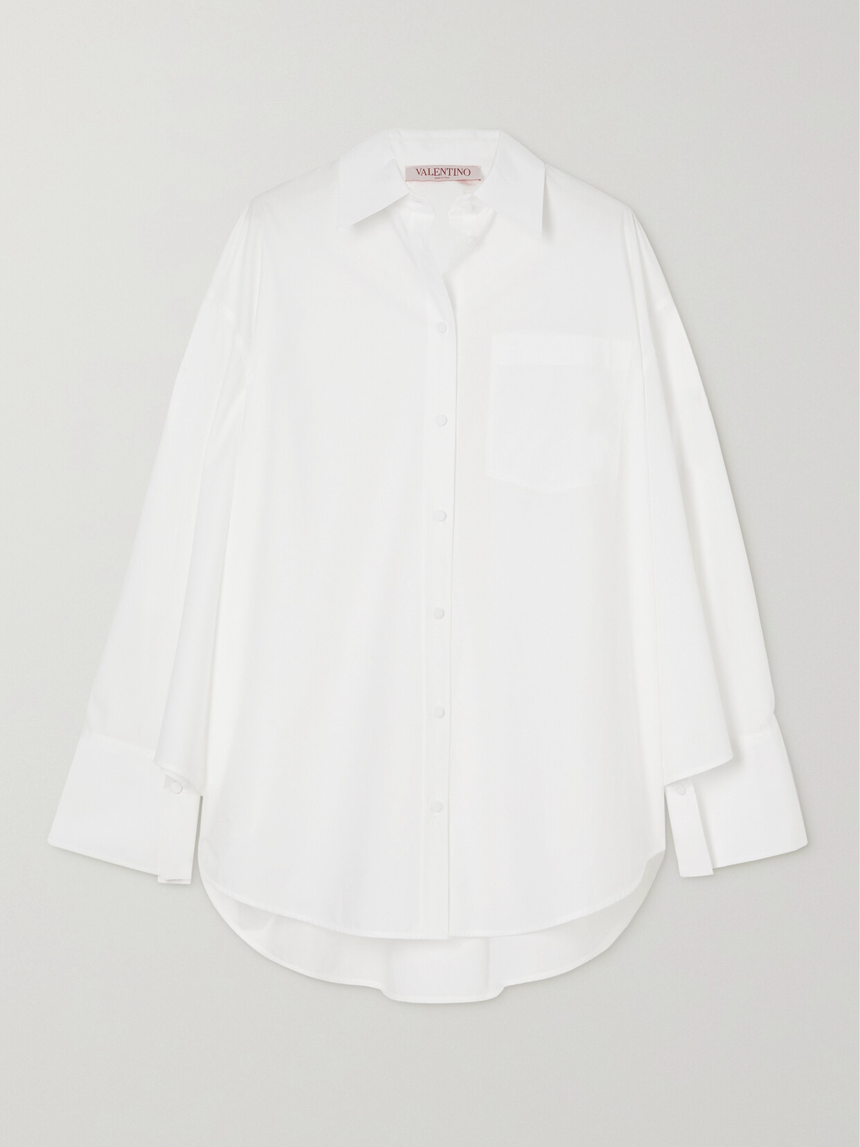 Shop Valentino Oversized Cotton Shirt In White