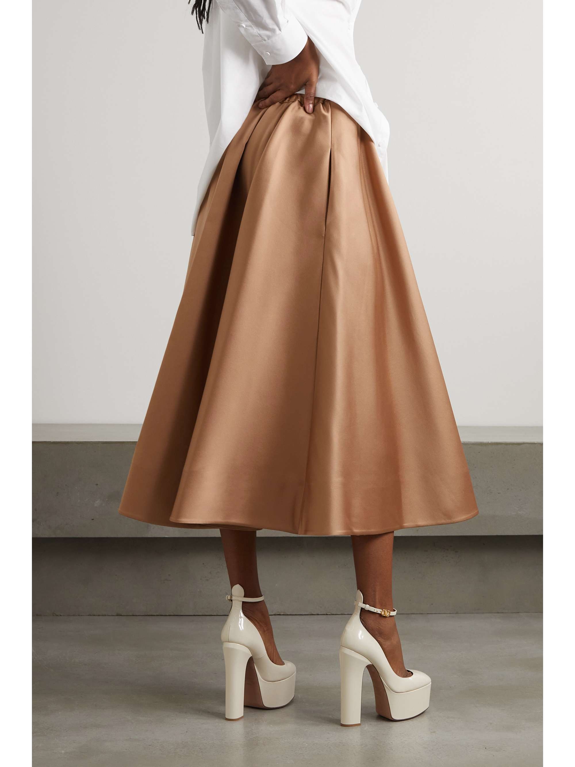 VALENTINO GARAVANI Duchessesatin midi skirt NETAPORTER