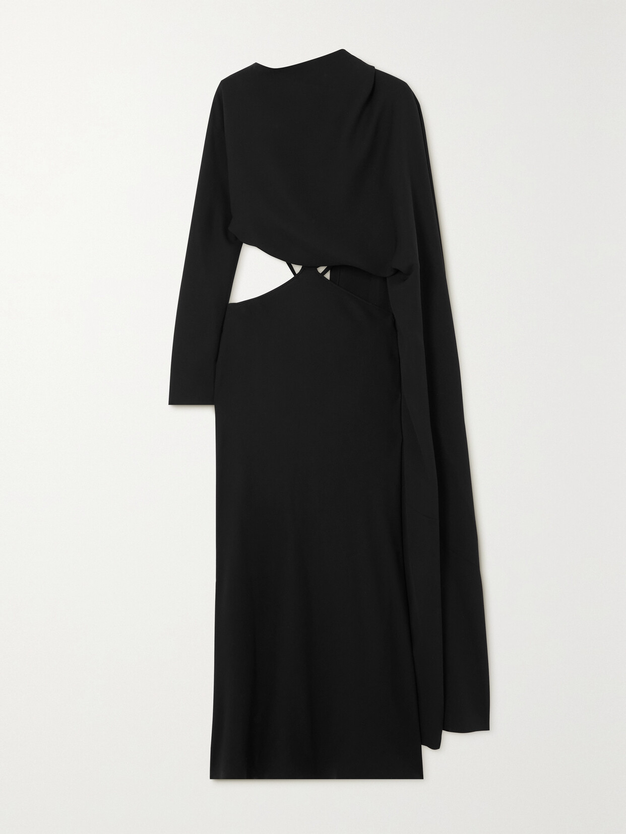 Valentino Garavani - Cape-effect Cutout Silk Midi Dress - Black