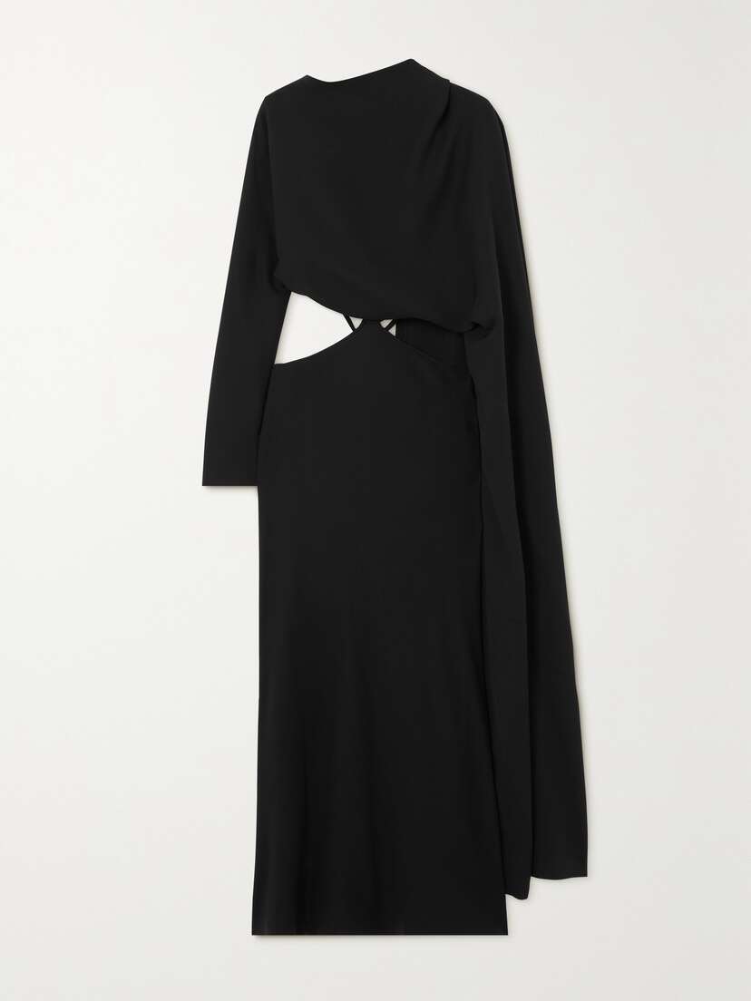 Valentino Garavani Cape-effect Cutout Silk Midi Dress