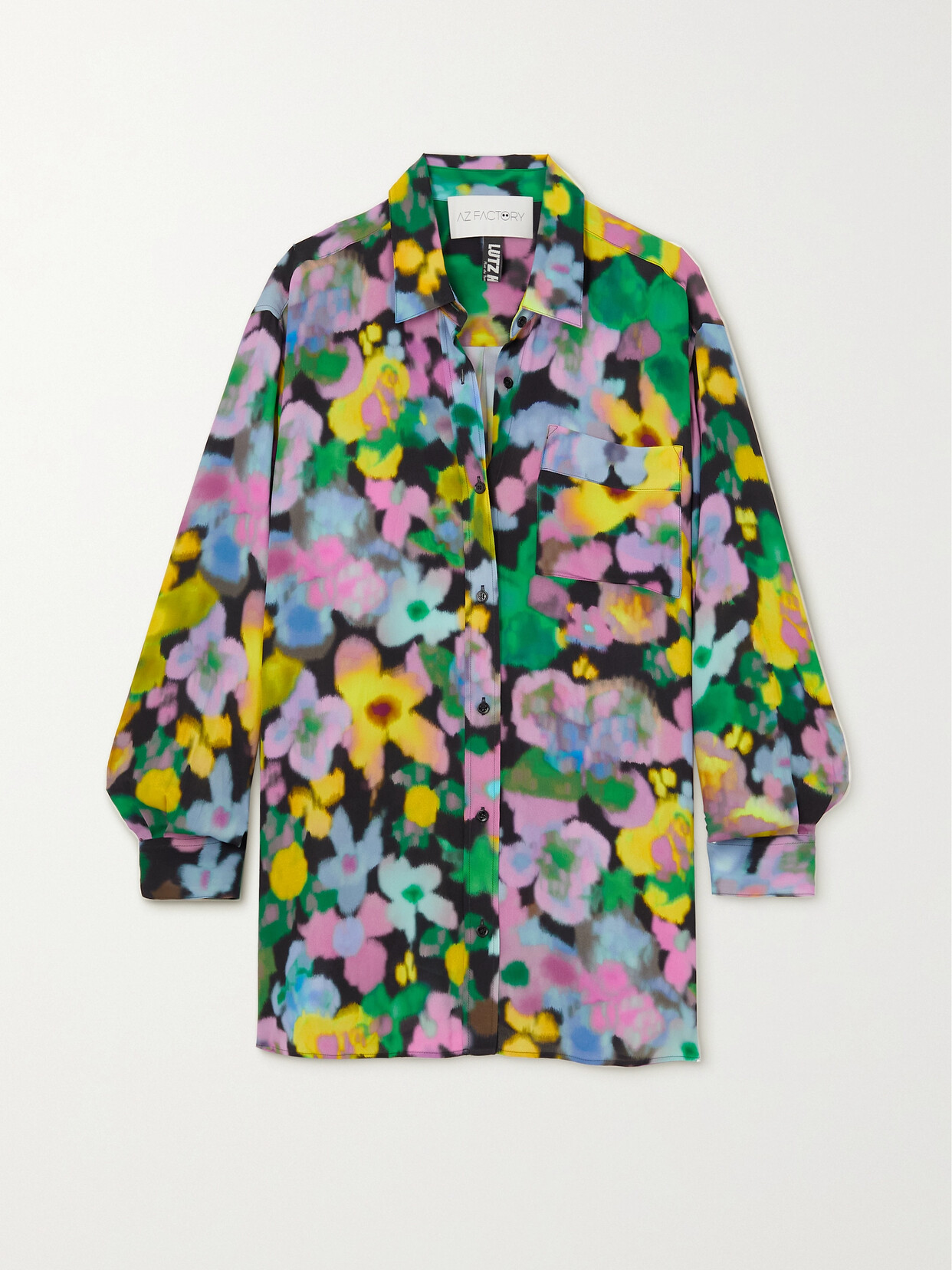 AZ FACTORY + LUTZ HUELLE FLORAL-PRINT CREPE SHIRT