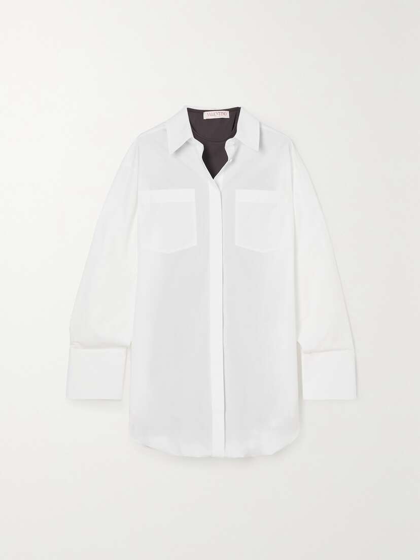 Valentino Garavani Layered Cotton-poplin And Stretch-jersey Mini Shirt Dress