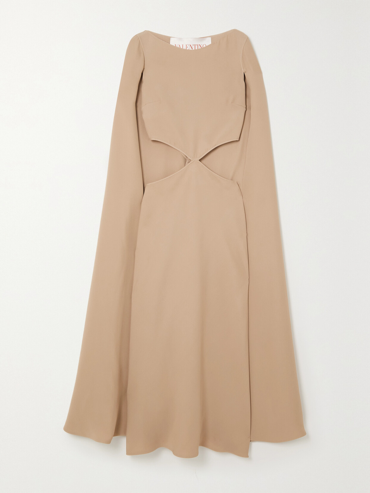 Valentino Garavani - Cape-effect Cutout Silk Midi Dress - Neutrals