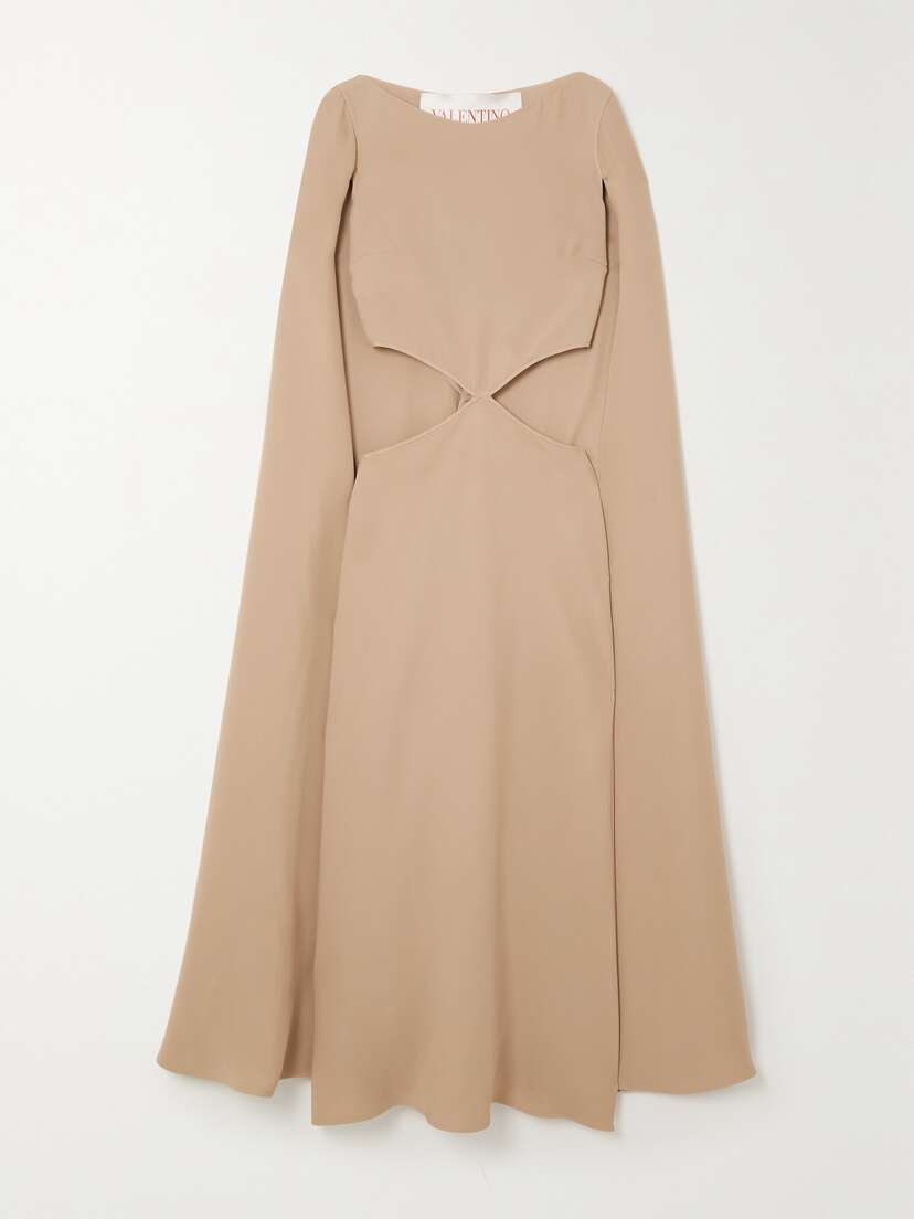 Valentino Garavani Cape-effect Cutout Silk Midi Dress