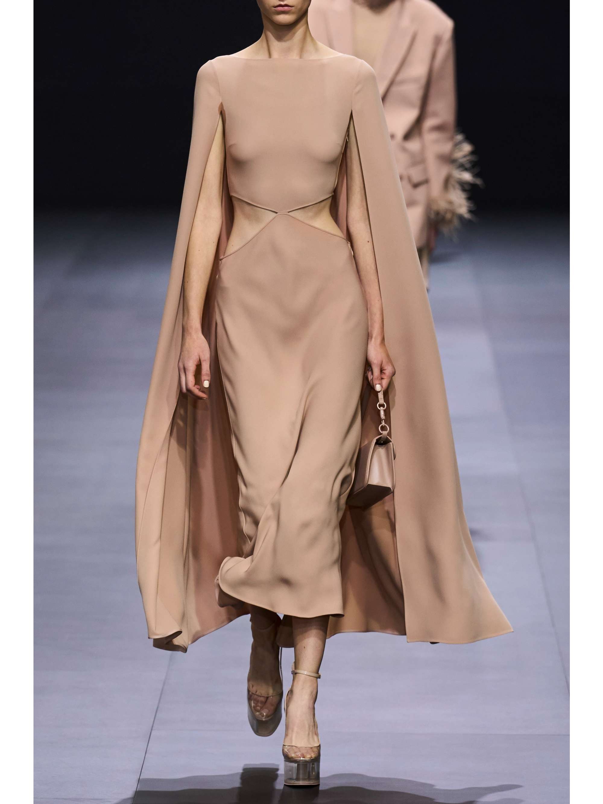 VALENTINO GARAVANI Cape-effect cutout silk midi dress