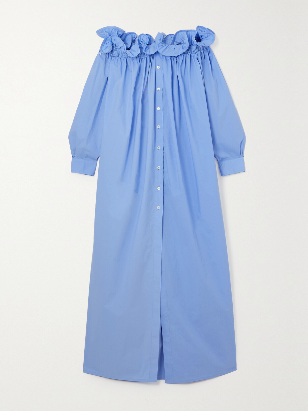 AZ Factory - + Lutz Huelle Sunset Off-the-shoulder Pleated Cotton-poplin Maxi Dress - Blue