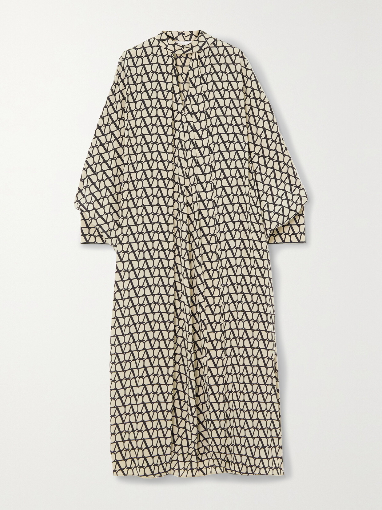 Shop Valentino Toile Iconographe Printed Silk Crepe De Chine Midi Dress In Neutrals