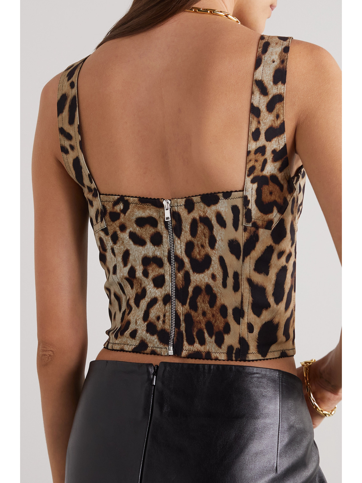 Dolce & Gabbana Cropped Leopard-print Stretch-canvas Bustier Top In Animal Print