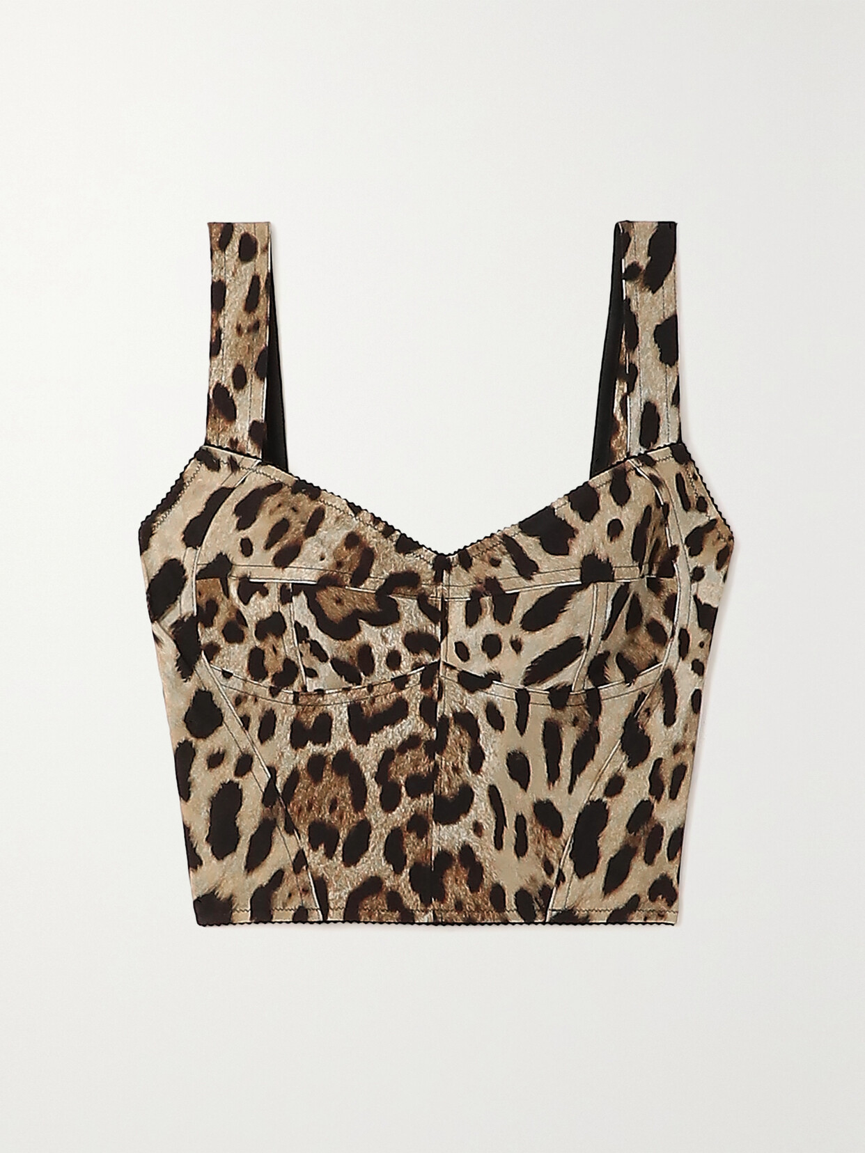 Dolce & Gabbana - Cropped Leopard-print Stretch-canvas Bustier Top - Animal print