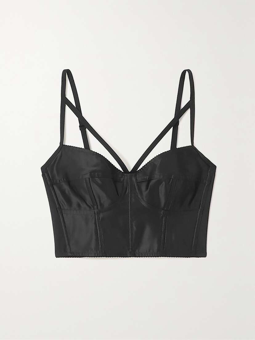 Dolce & Gabbana Cropped Stretch-satin Bustier Top