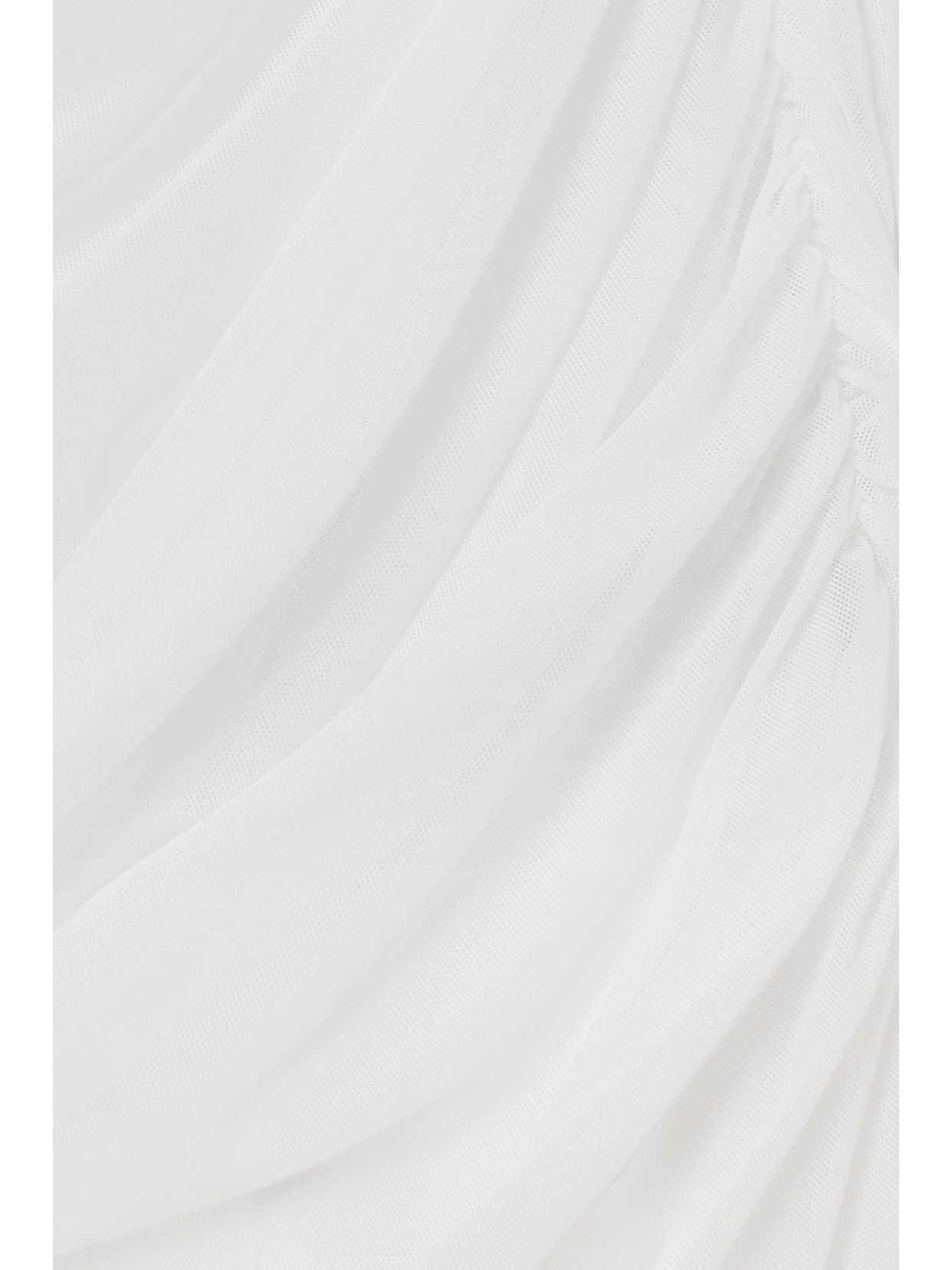 Shop Dolce & Gabbana Cold-shoulder Ruched Stretch-tulle Maxi Dress In White