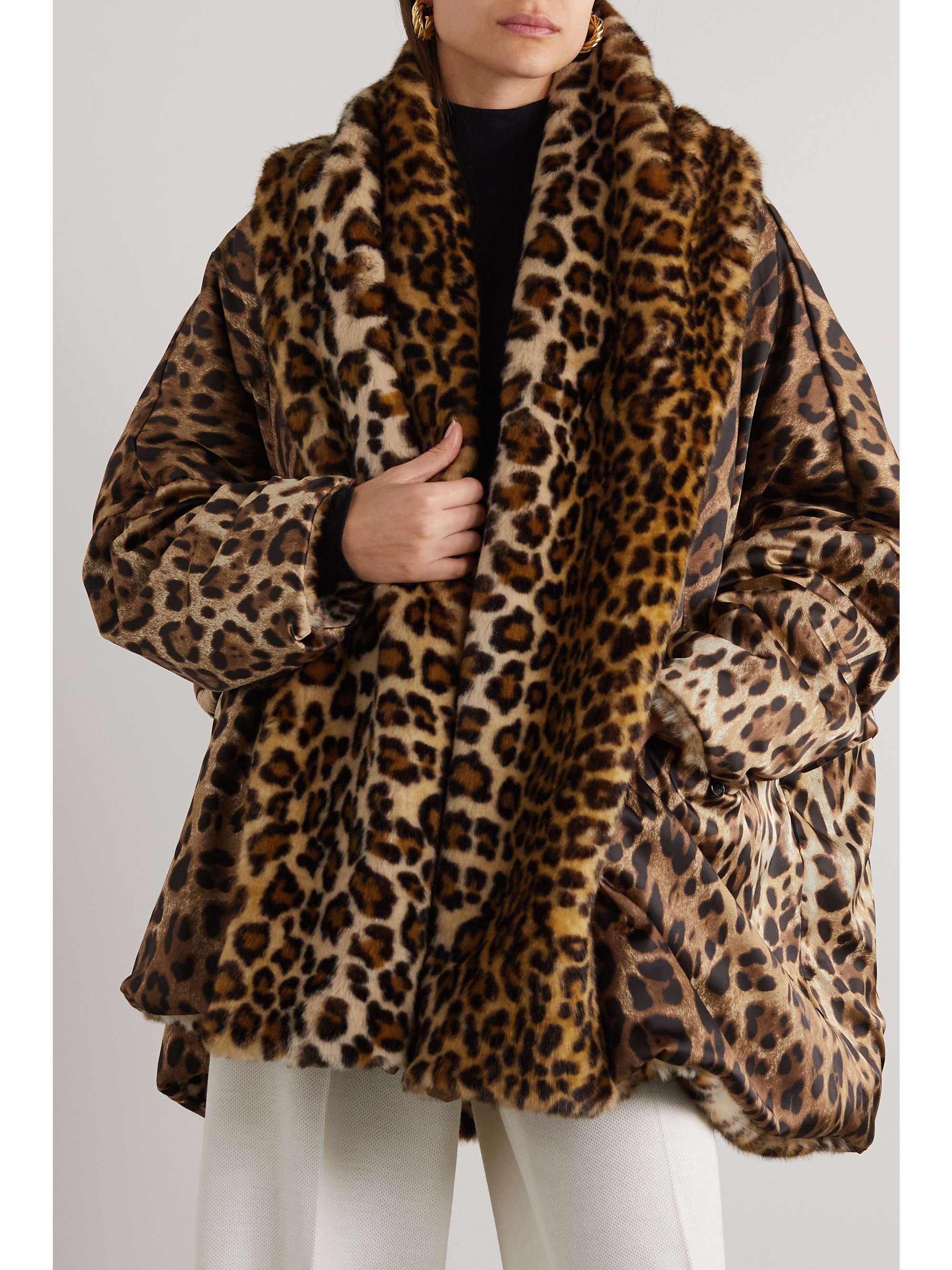 DOLCE&GABBANA Oversized leopard-print faux fur coat