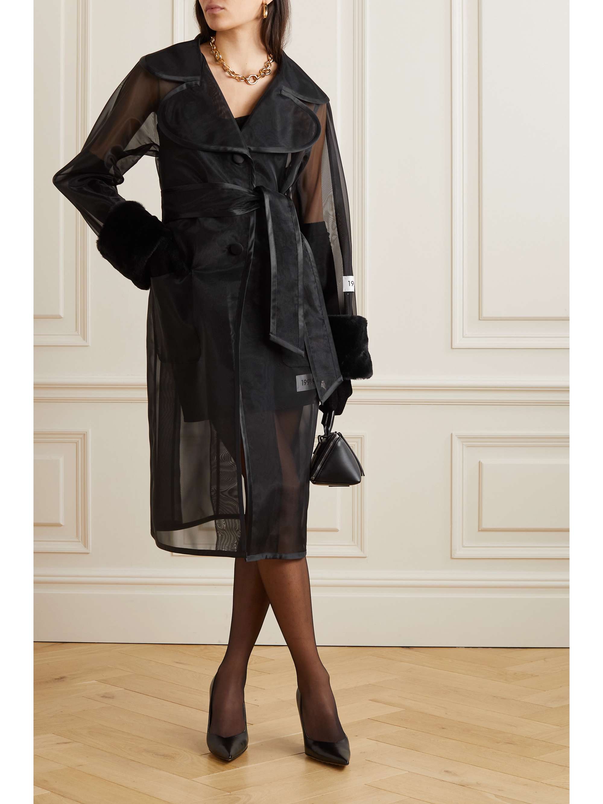 DOLCE&GABBANA Kim faux fur-trimmed organza trench coat