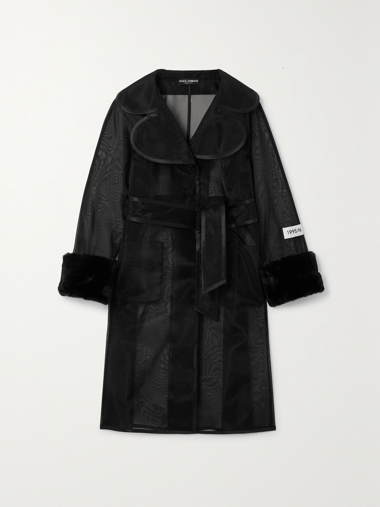 Dolce & Gabbana - Kim Faux Fur-trimmed Organza Trench Coat - Black