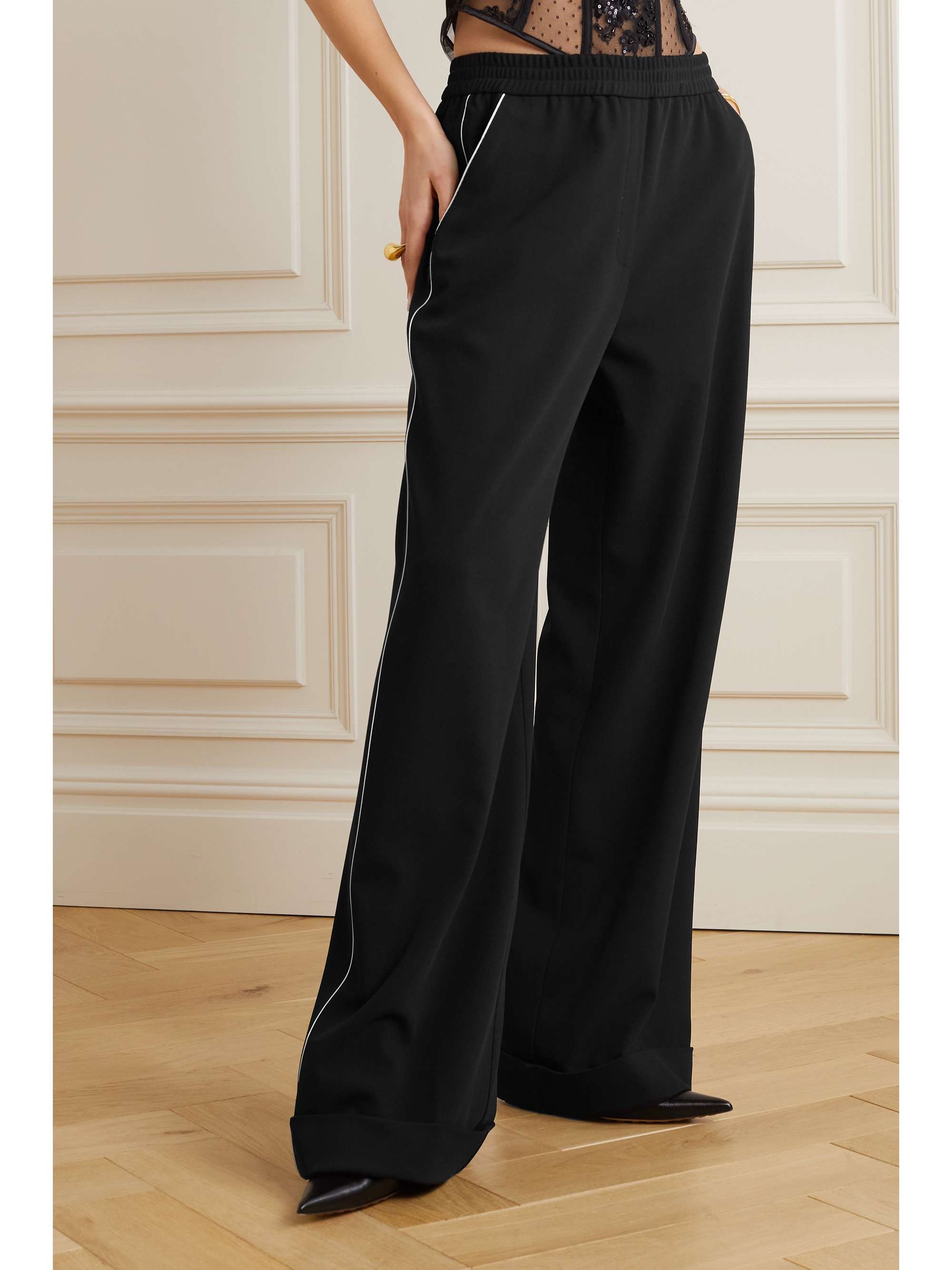 DOLCE&GABBANA Piped stretch-wool straight-leg pants