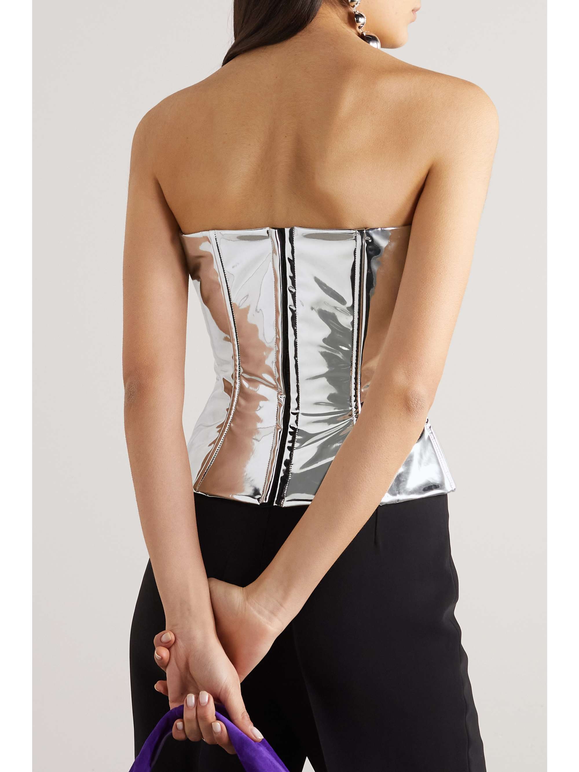 DOLCE&GABBANA Metallic coated stretch-jersey bustier top