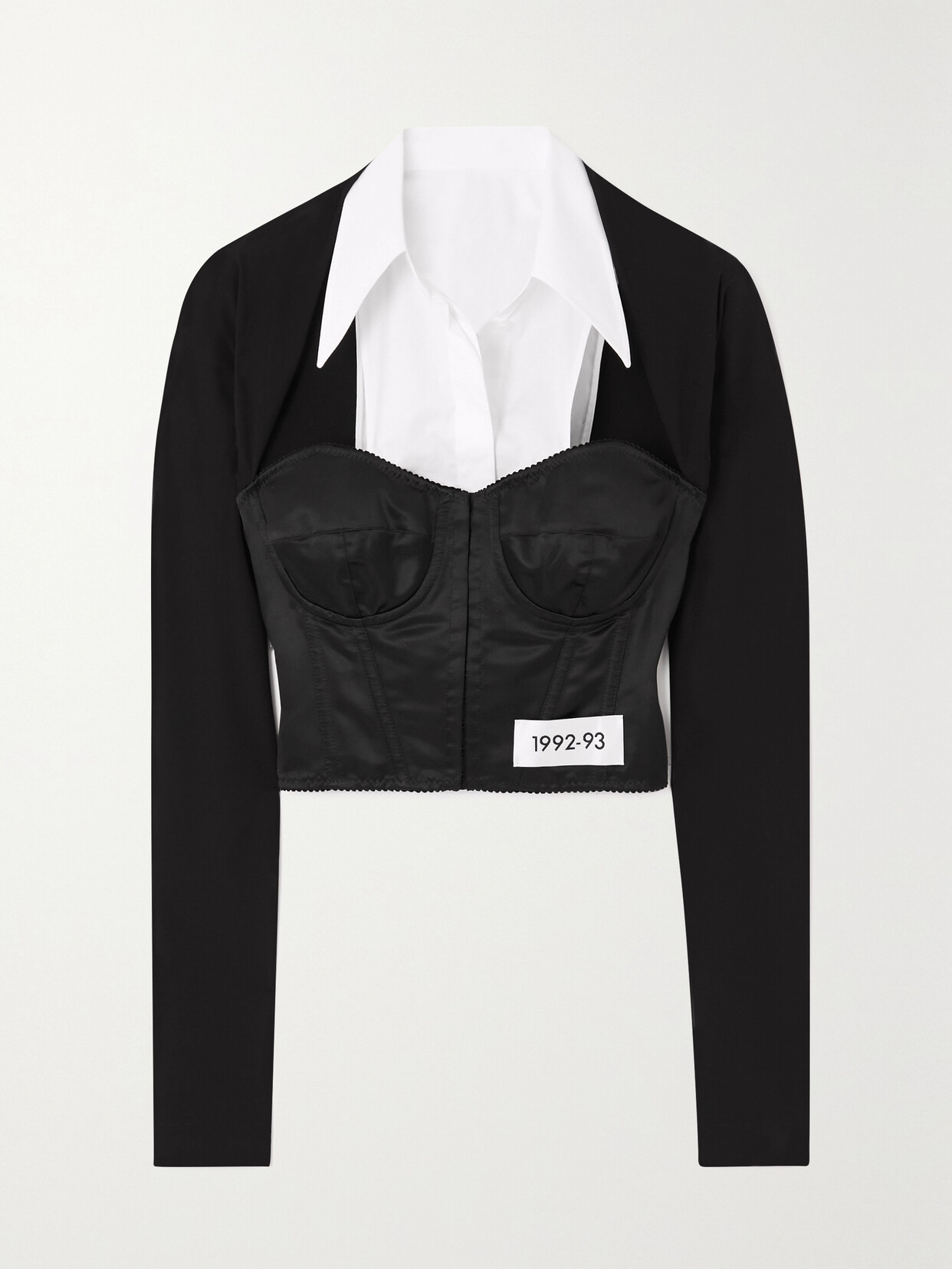 Dolce & Gabbana - Cropped Satin, Stretch-jersey And Cotton-blend Poplin Top - Black