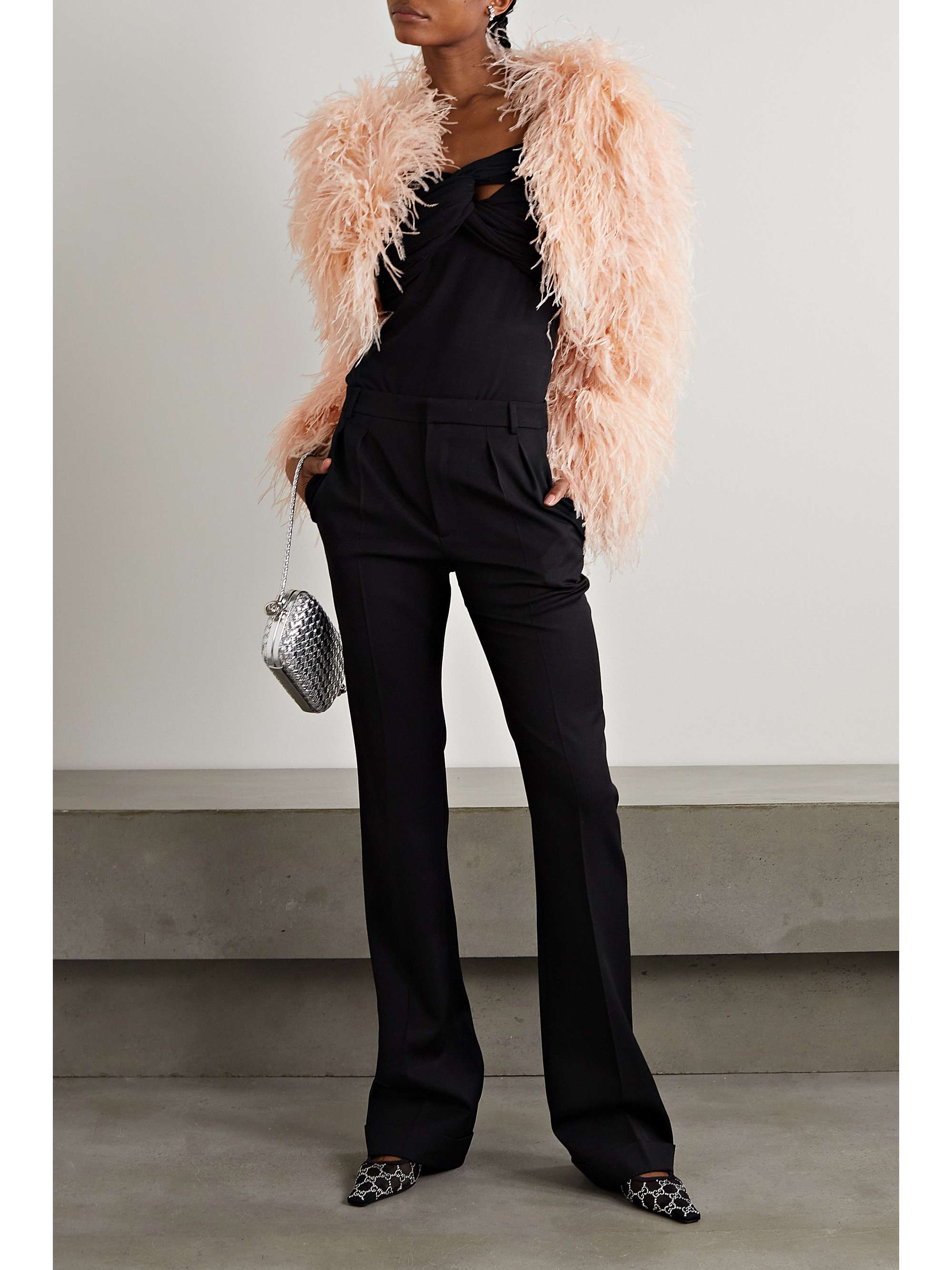 DOLCE&GABBANA Feathered silk-satin jacket