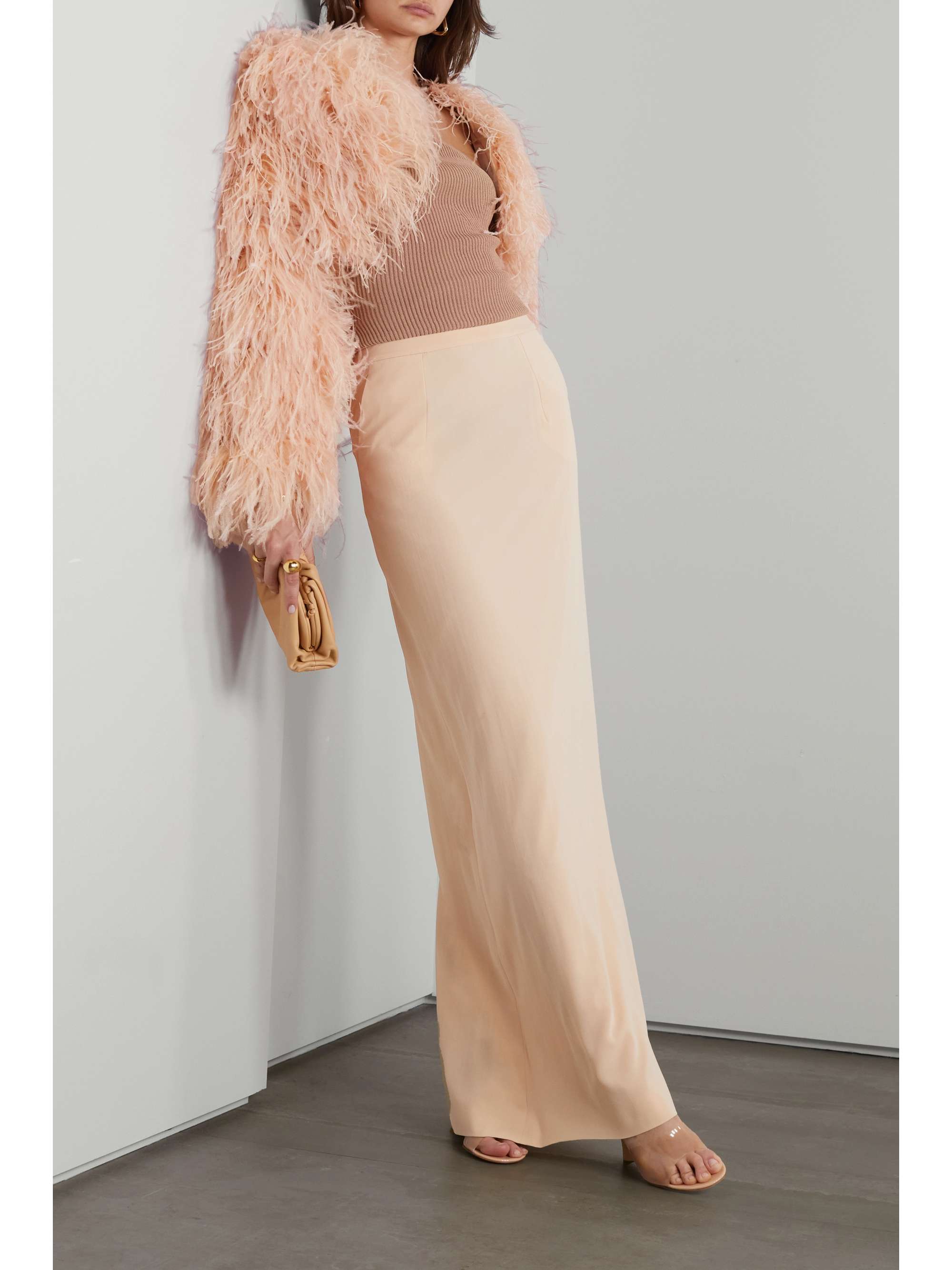 DOLCE&GABBANA Feathered silk-satin jacket