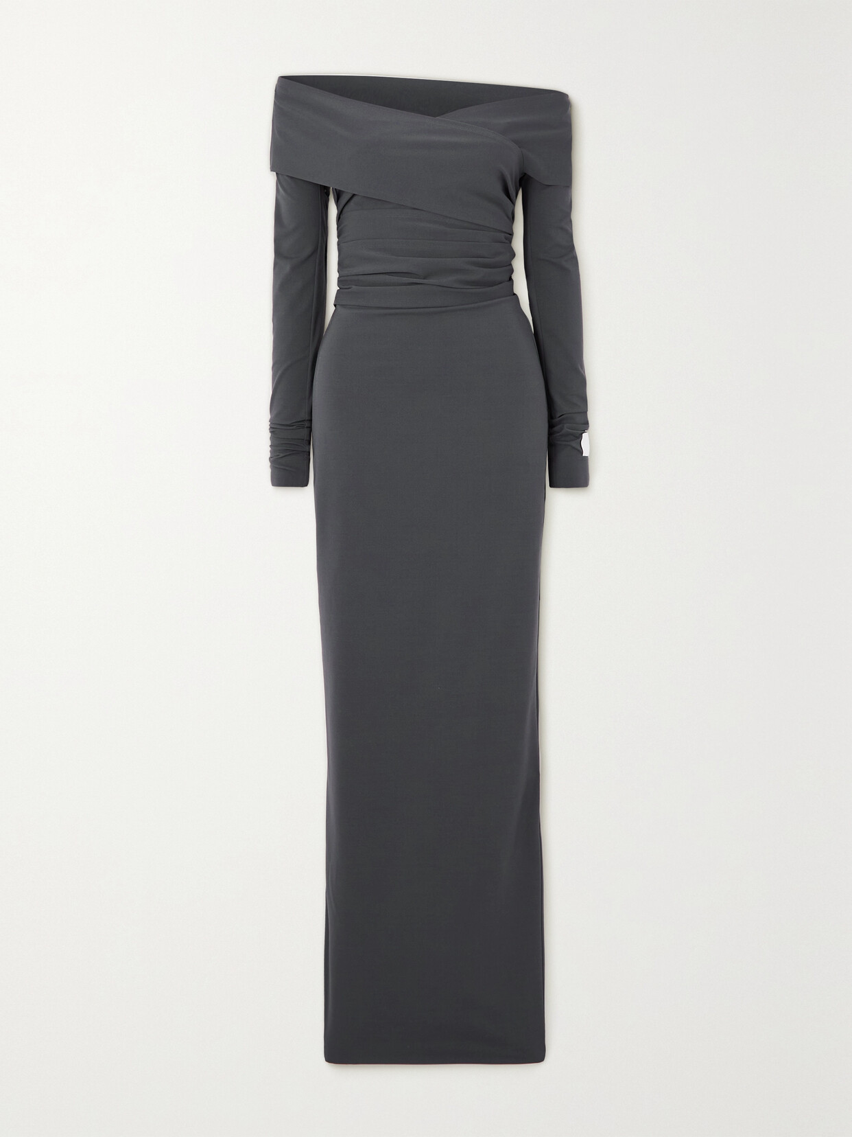 Dolce & Gabbana Off-the-shoulder Draped Stretch-jersey Gown In Gray