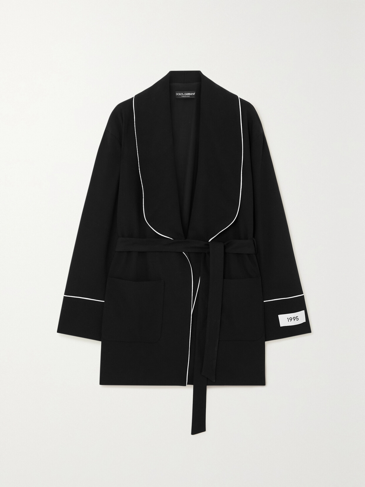 Shop Dolce & Gabbana Belted Stretch-wool Jacket In Black