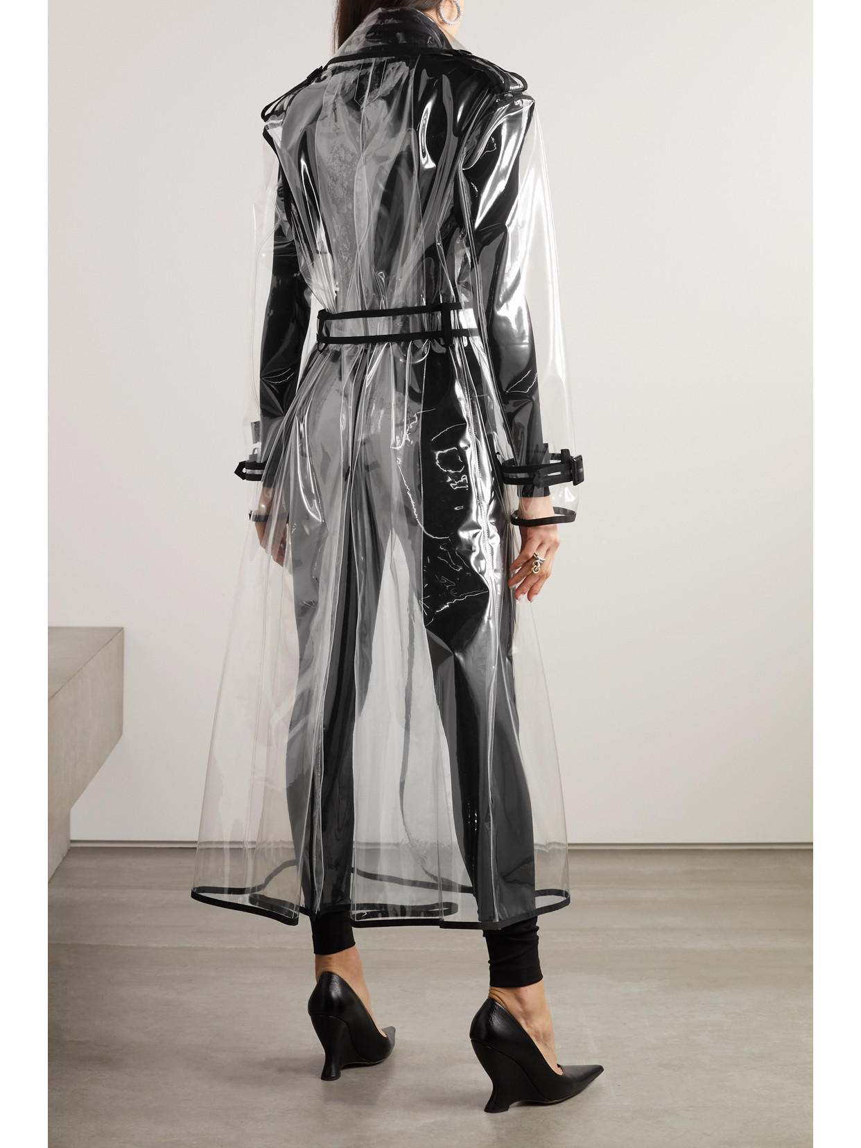 Piped Cotton-Trimmed Pvc Trench Coat