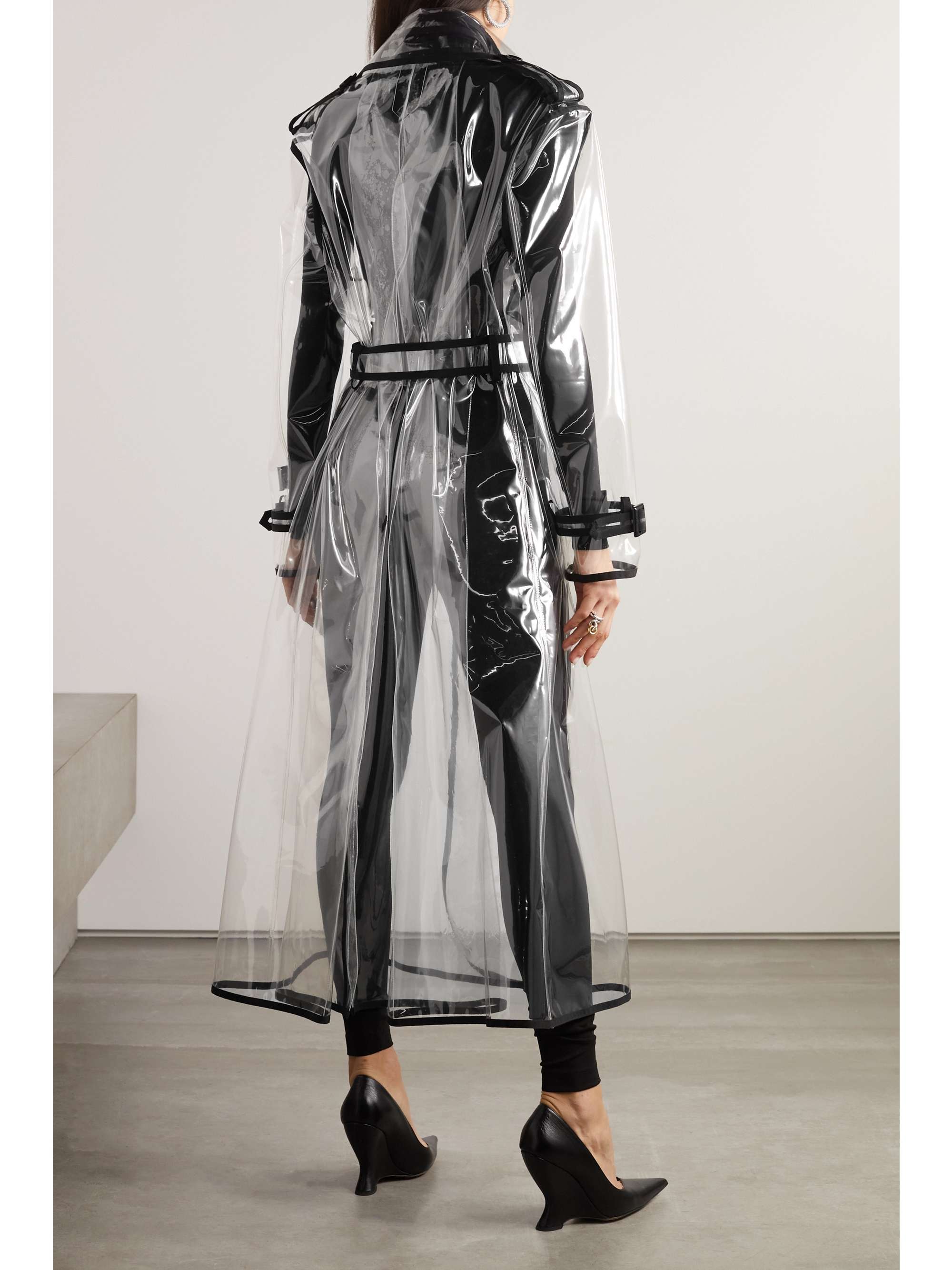 DOLCE & GABBANA Piped cotton-trimmed PVC trench coat | NET-A-PORTER