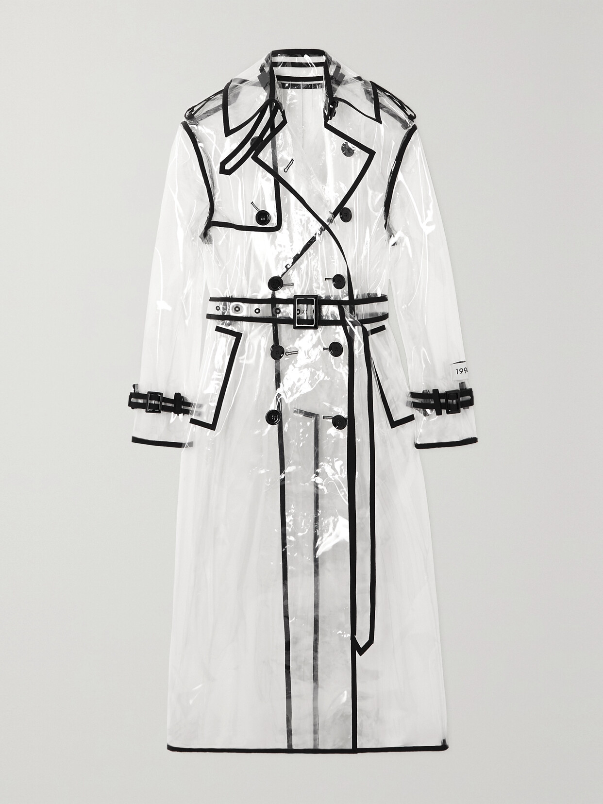 Shop Dolce & Gabbana Piped Cotton-trimmed Pvc Trench Coat In Neutrals