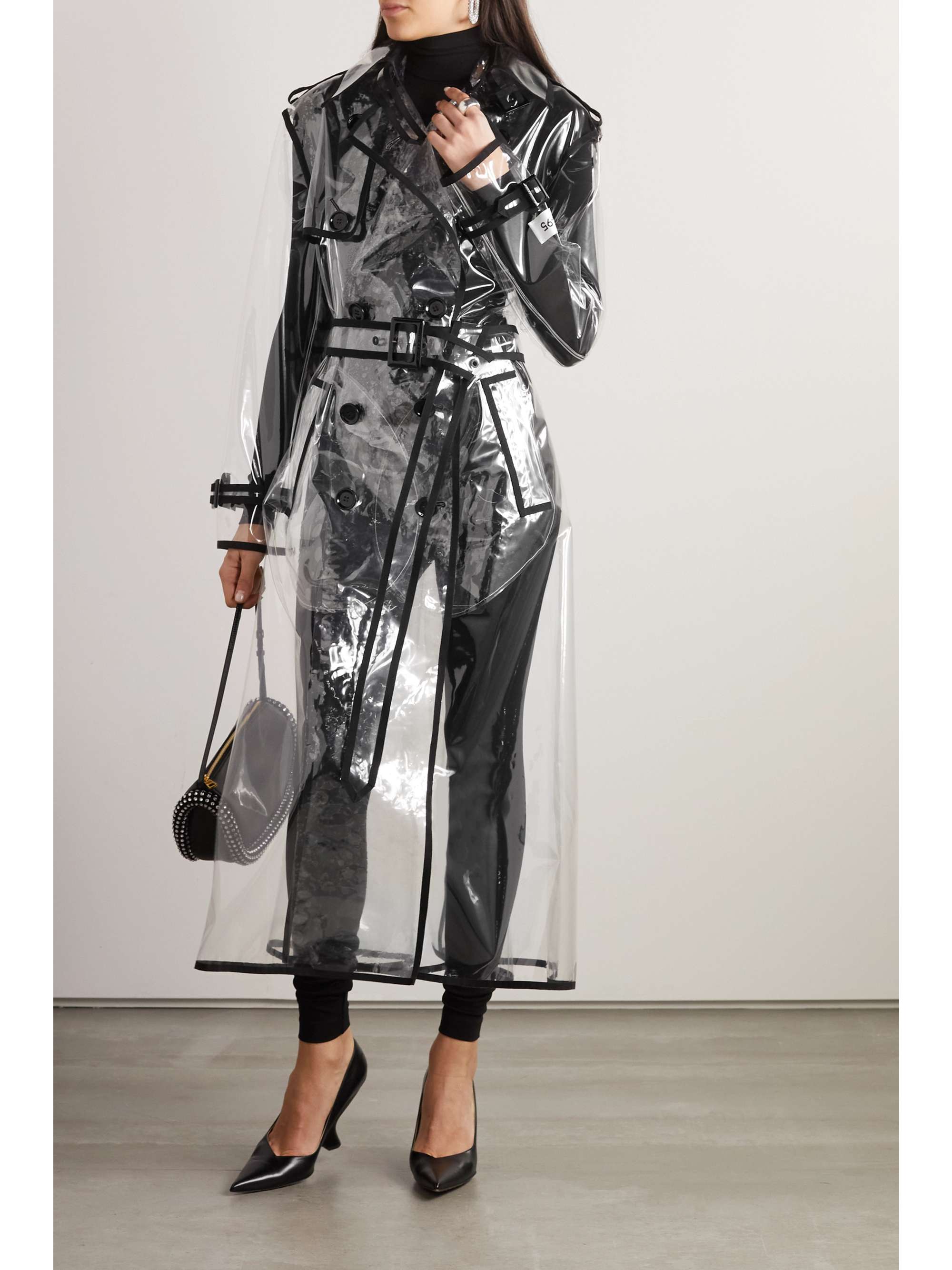 DOLCE&GABBANA Piped cotton-trimmed PVC trench coat