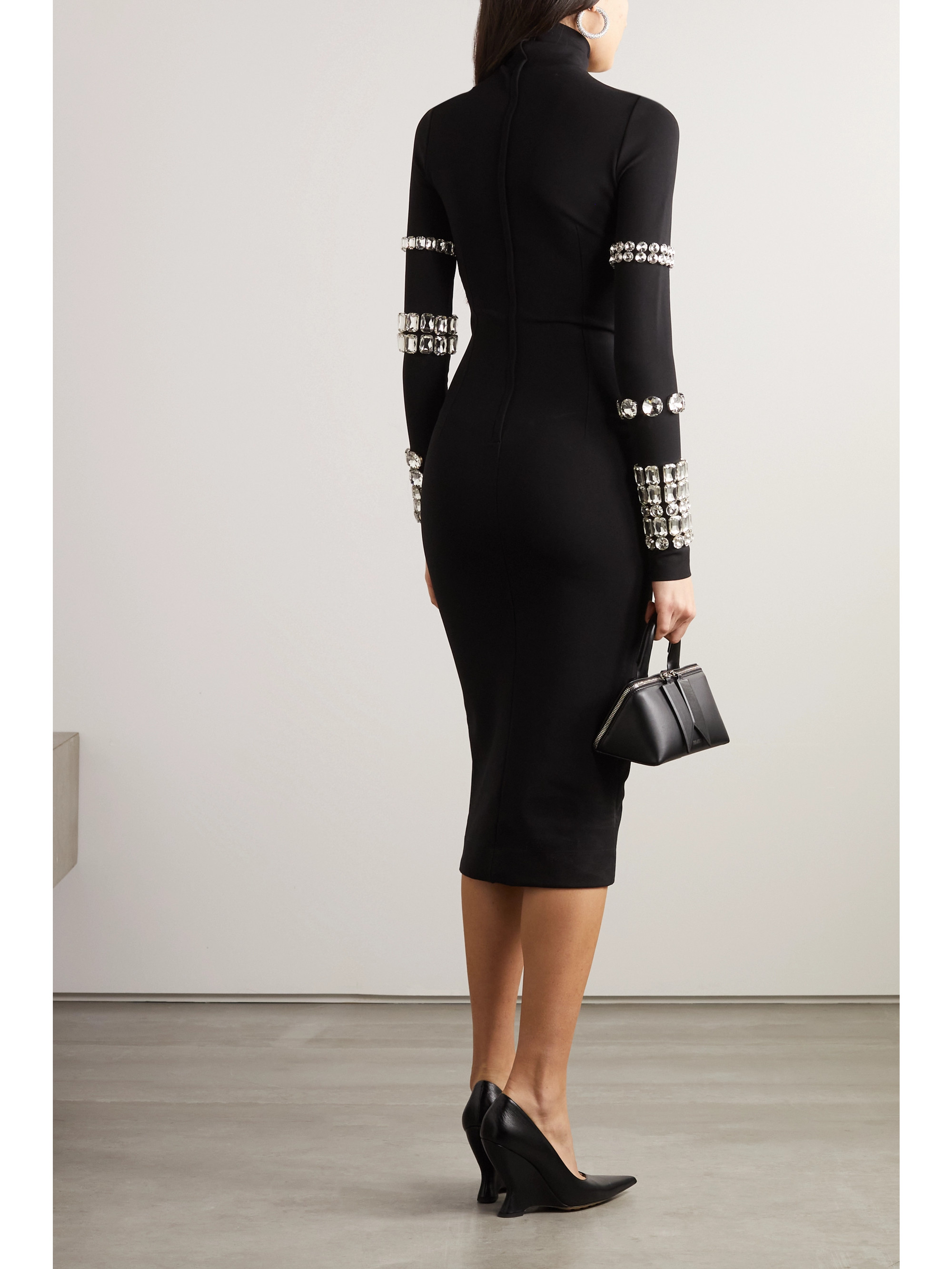 Dolce&Gabbana Crystal-embellished stretch-jersey turtleneck midi dress thumbnail