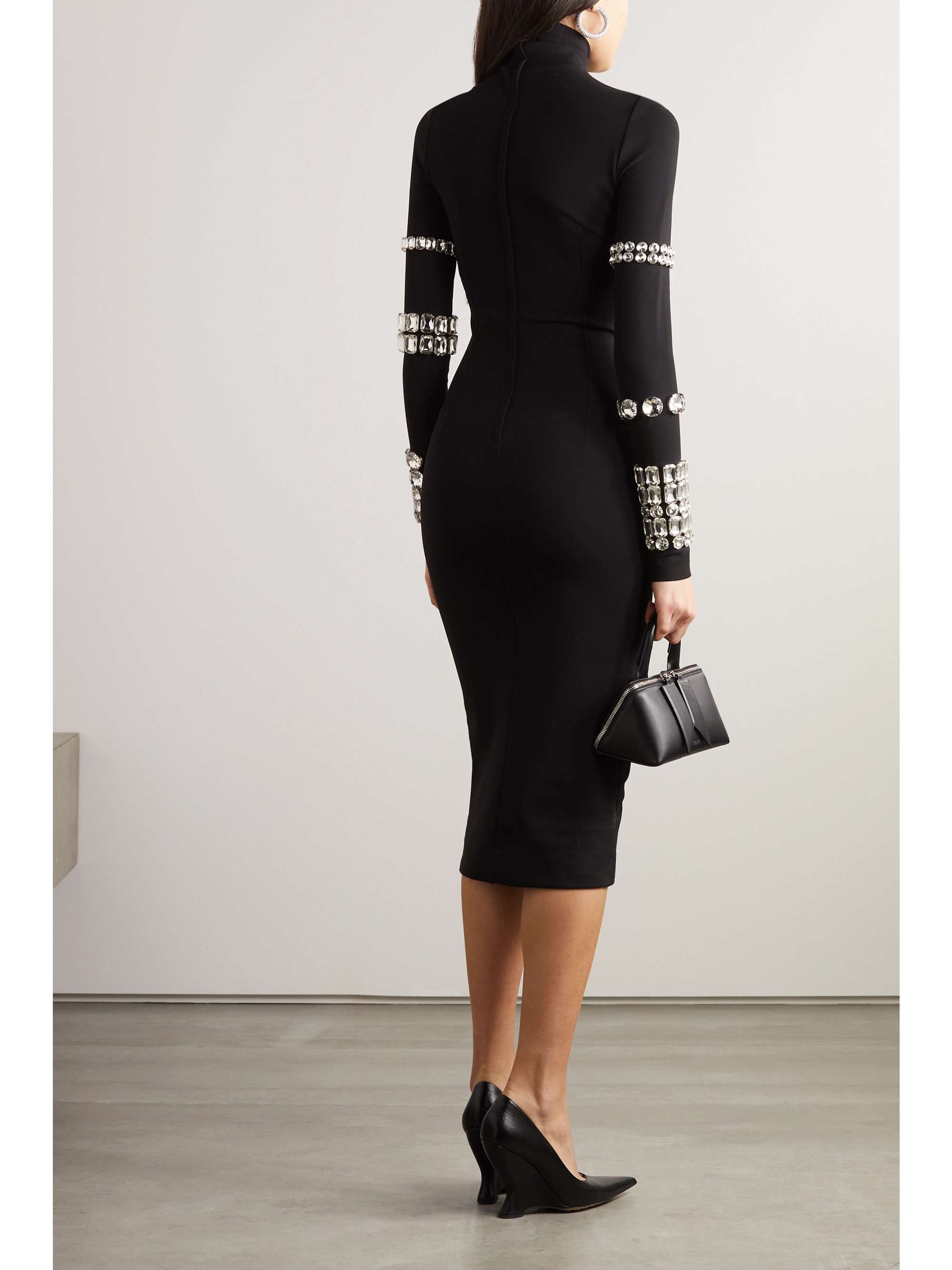 DOLCE&GABBANA Crystal-embellished stretch-jersey turtleneck midi dress