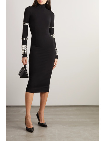 Dolce&Gabbana Crystal-embellished stretch-jersey turtleneck midi dress