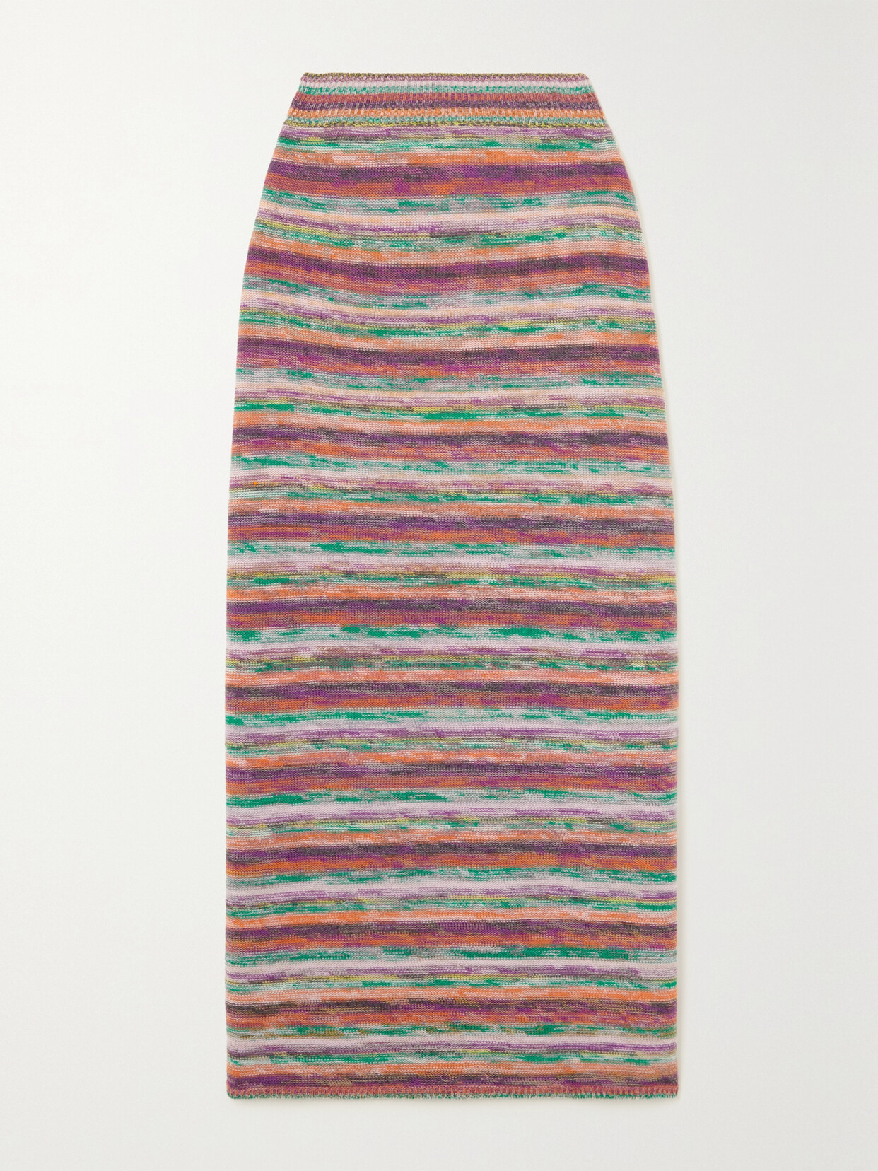 CHLOÉ STRIPED WOOL AND CASHMERE-BLEND MIDI SKIRT