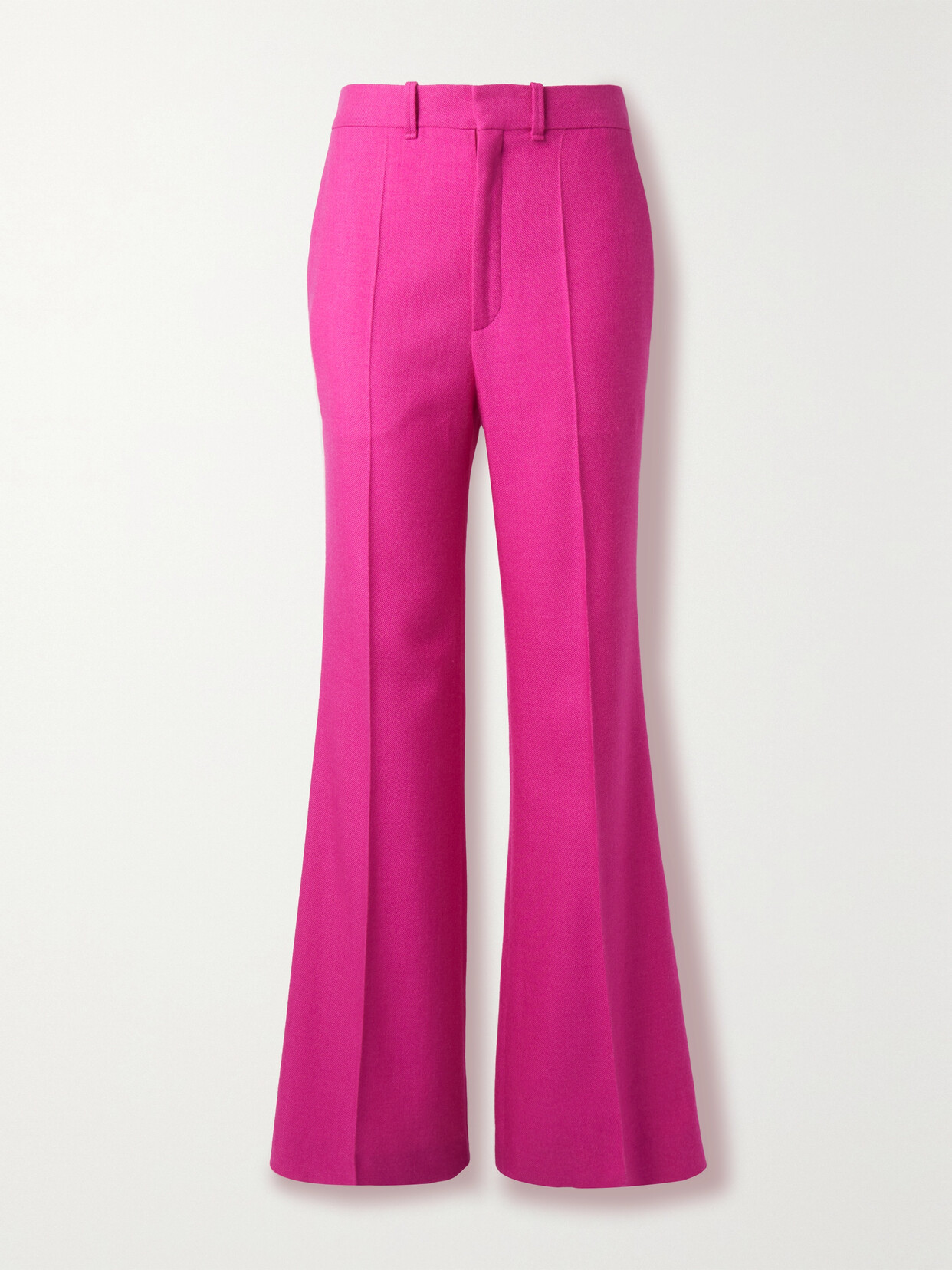 CHLOÉ WOOL, SILK AND CASHMERE-BLEND TWILL FLARED PANTS