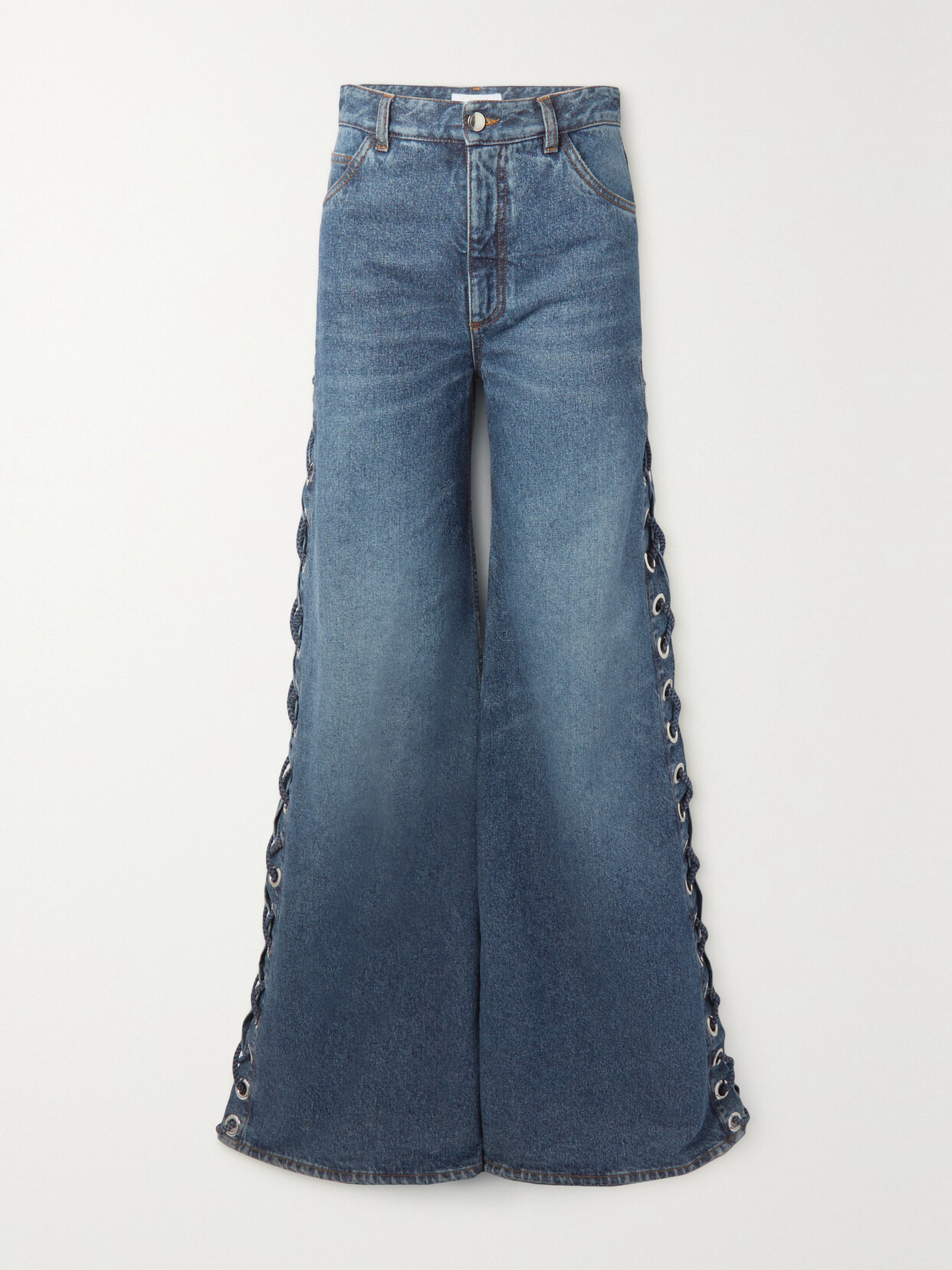 Chloé - + Net Sustain Rave Eyelet-embellished High-rise Wide-leg Jeans - Blue