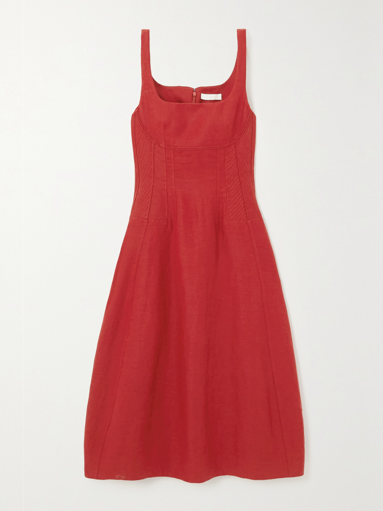 Chloé Linen Midi Dress In Red