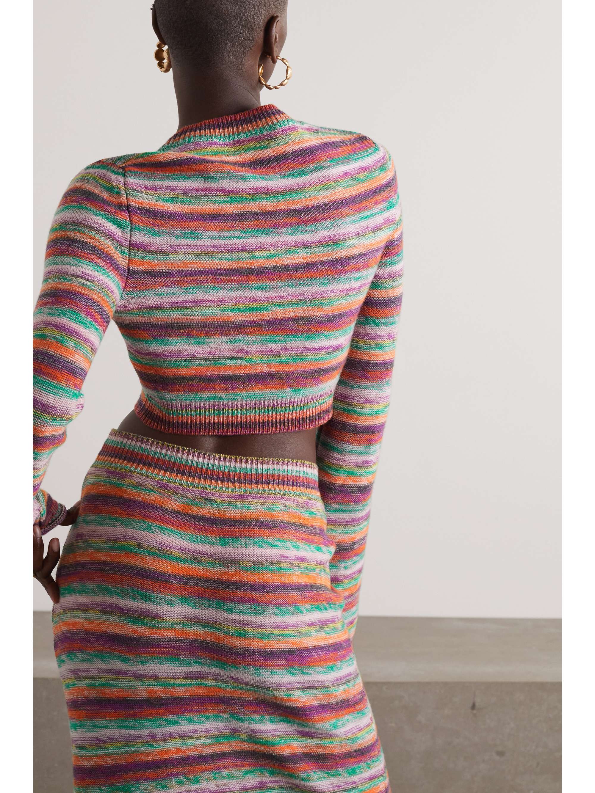 CHLOÉ Cropped striped space-dyed wool-blend top