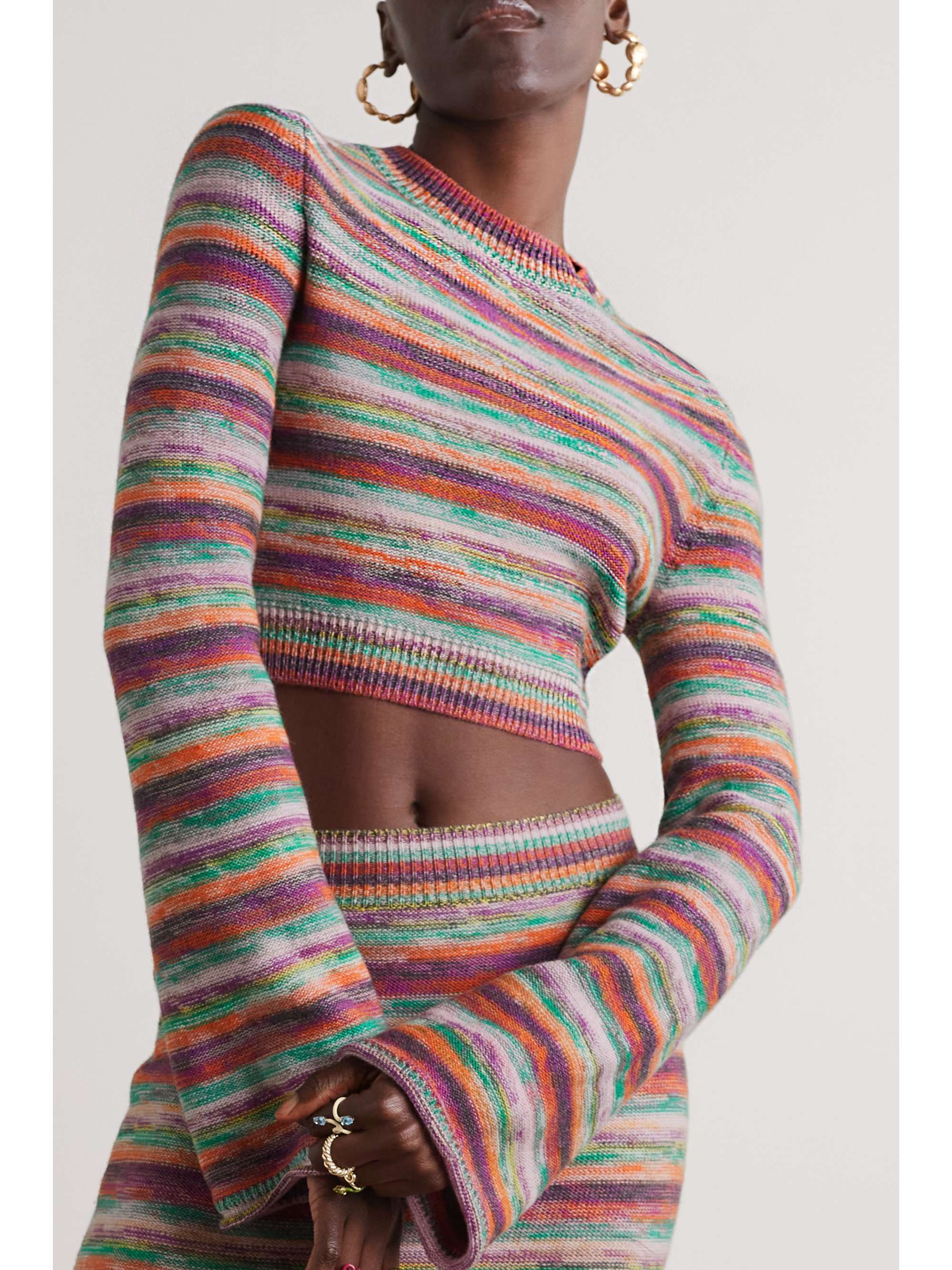 CHLOÉ Cropped striped space-dyed wool-blend top