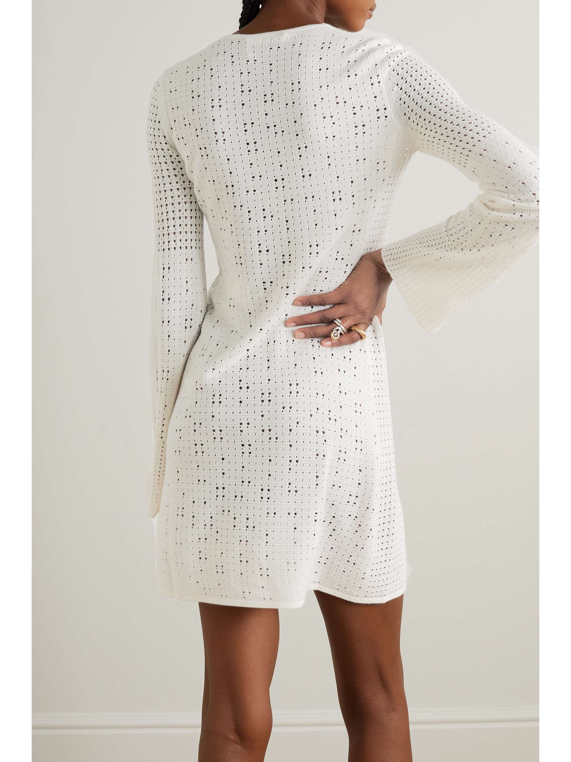 CHLOÉ Wool, cashmere and silk pointelle-knit mini dress