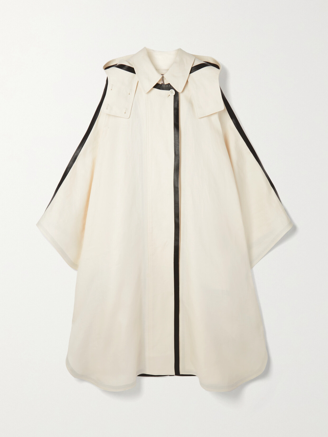 Chloé - Cape-effect Leather-trimmed Linen-canvas Coat - White