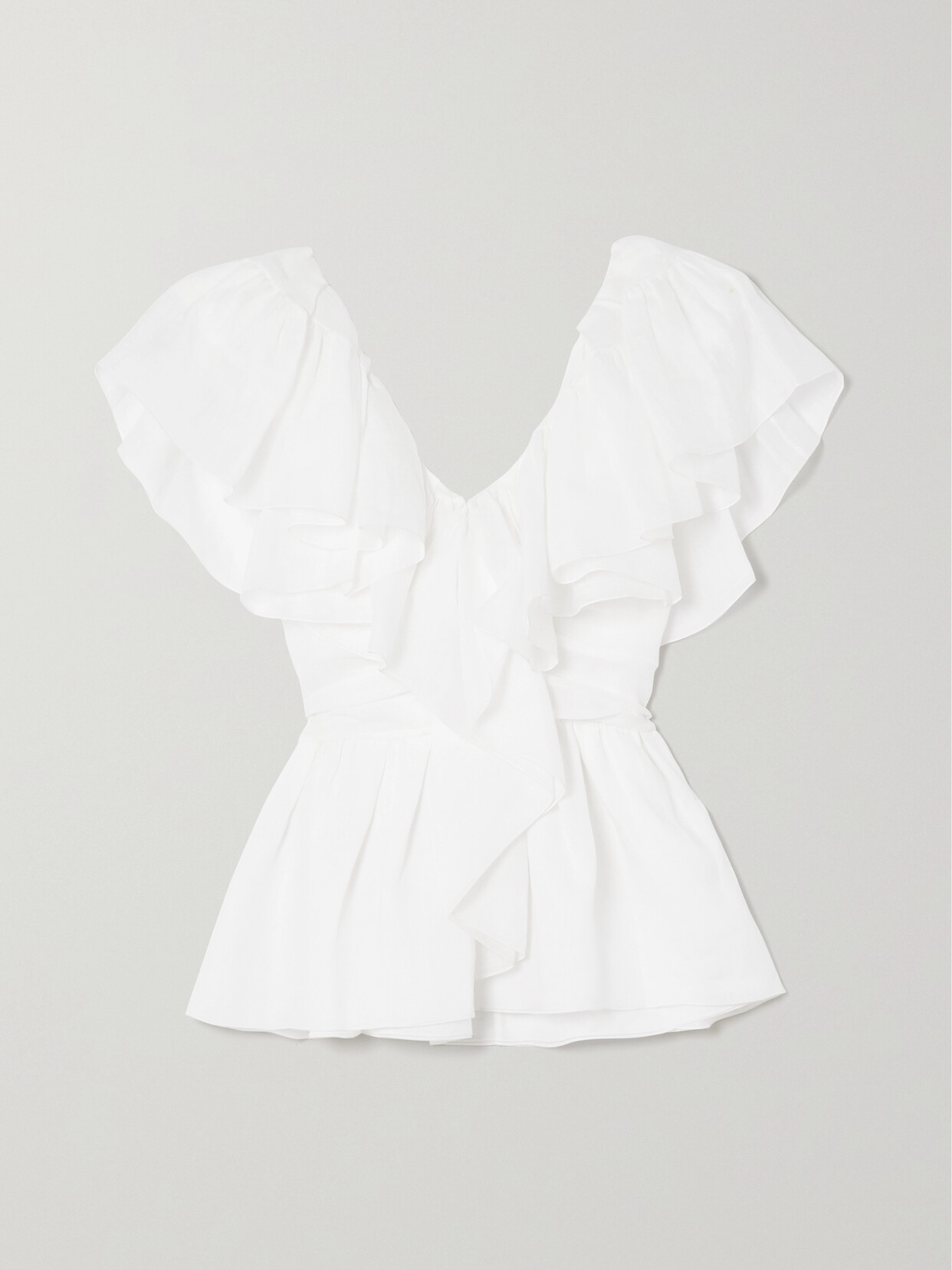 Chloé - + Net Sustain Ruffled Ramie-voile Blouse - White